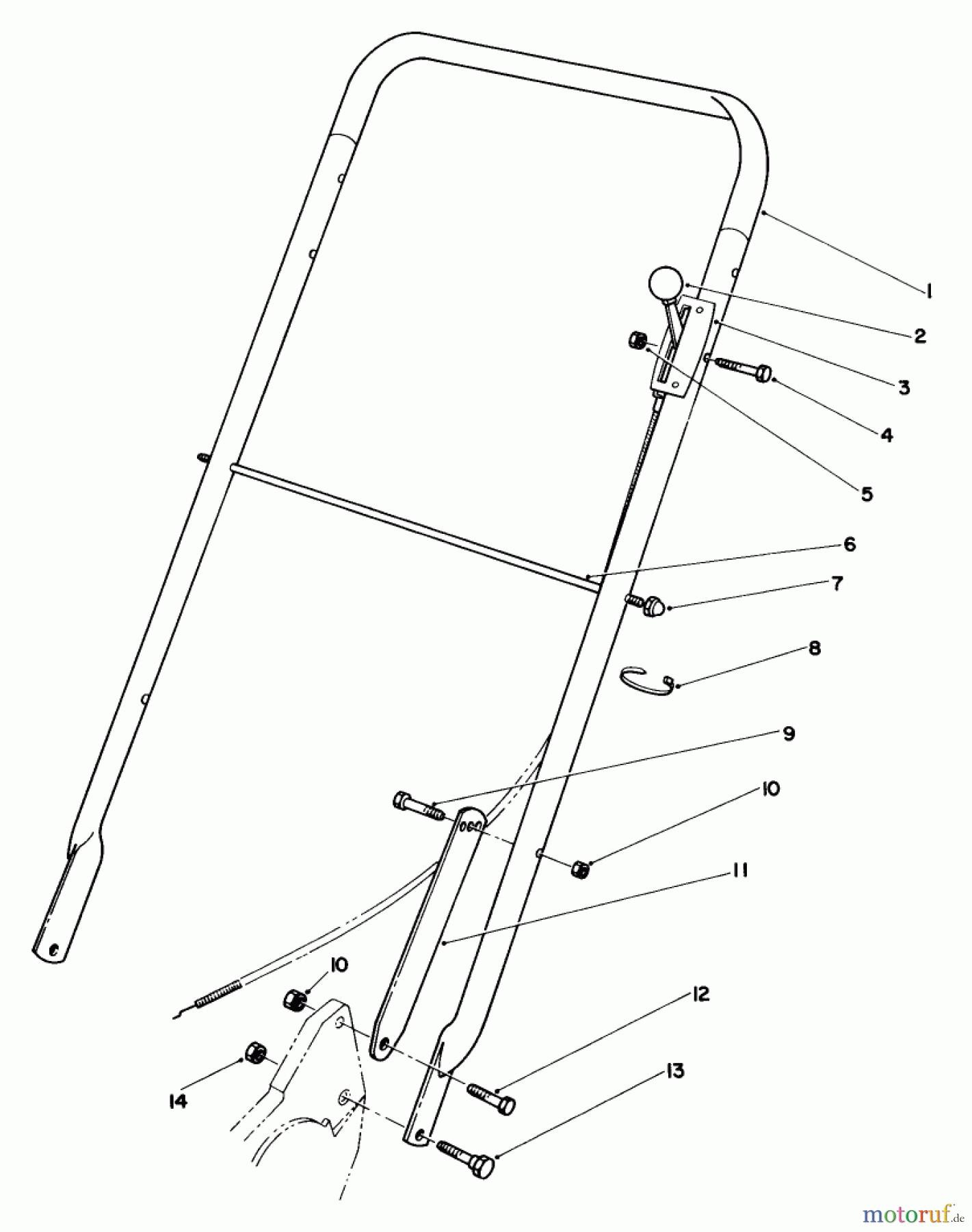  Rasenmäher 22030 - Toro Walk-Behind Mower (SN: 7000001 - 7999999) (1987) HANDLE ASSEMBLY (MODEL 22030)