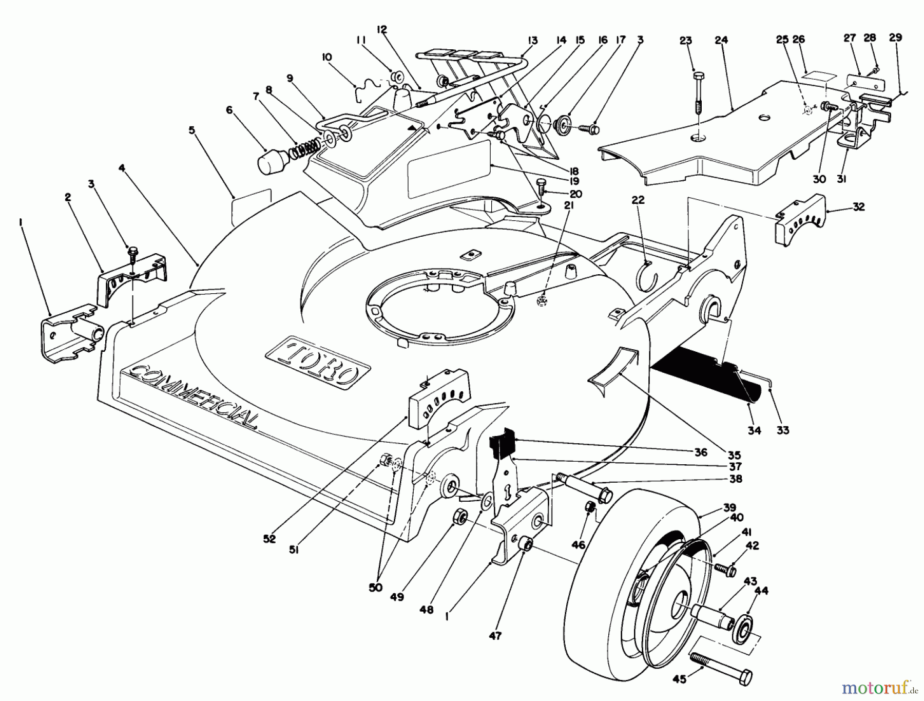  Rasenmäher 22030 - Toro Walk-Behind Mower (SN: 7000001 - 7999999) (1987) HOUSING ASSEMBLY (MODEL 22035)