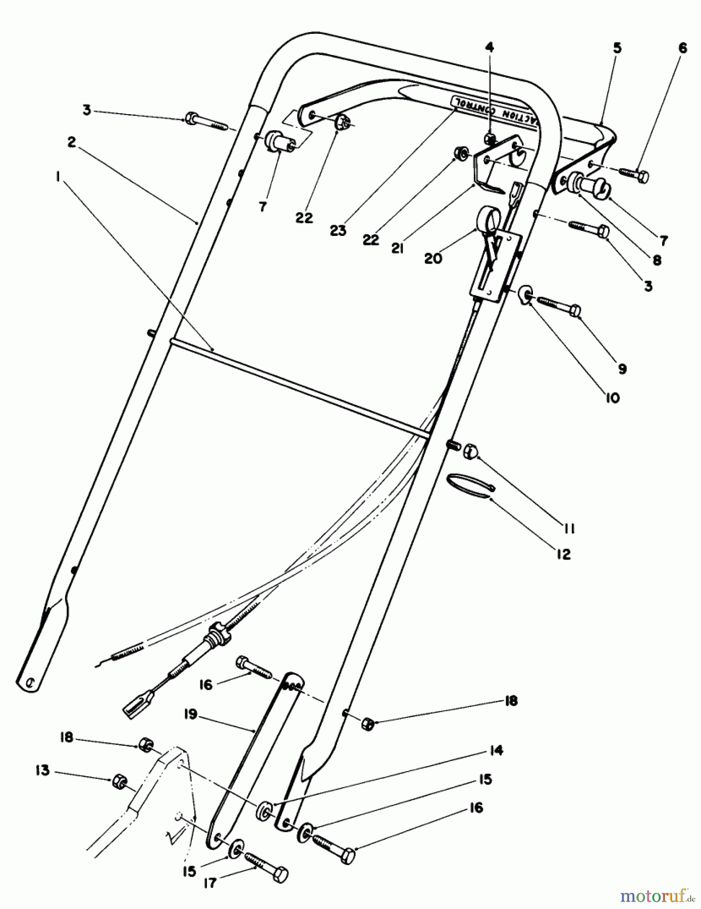  Rasenmäher 22035 - Toro Walk-Behind Mower (SN: 8000001 - 8002989) (1988) HANDLE ASSEMBLY (MODEL 22035)