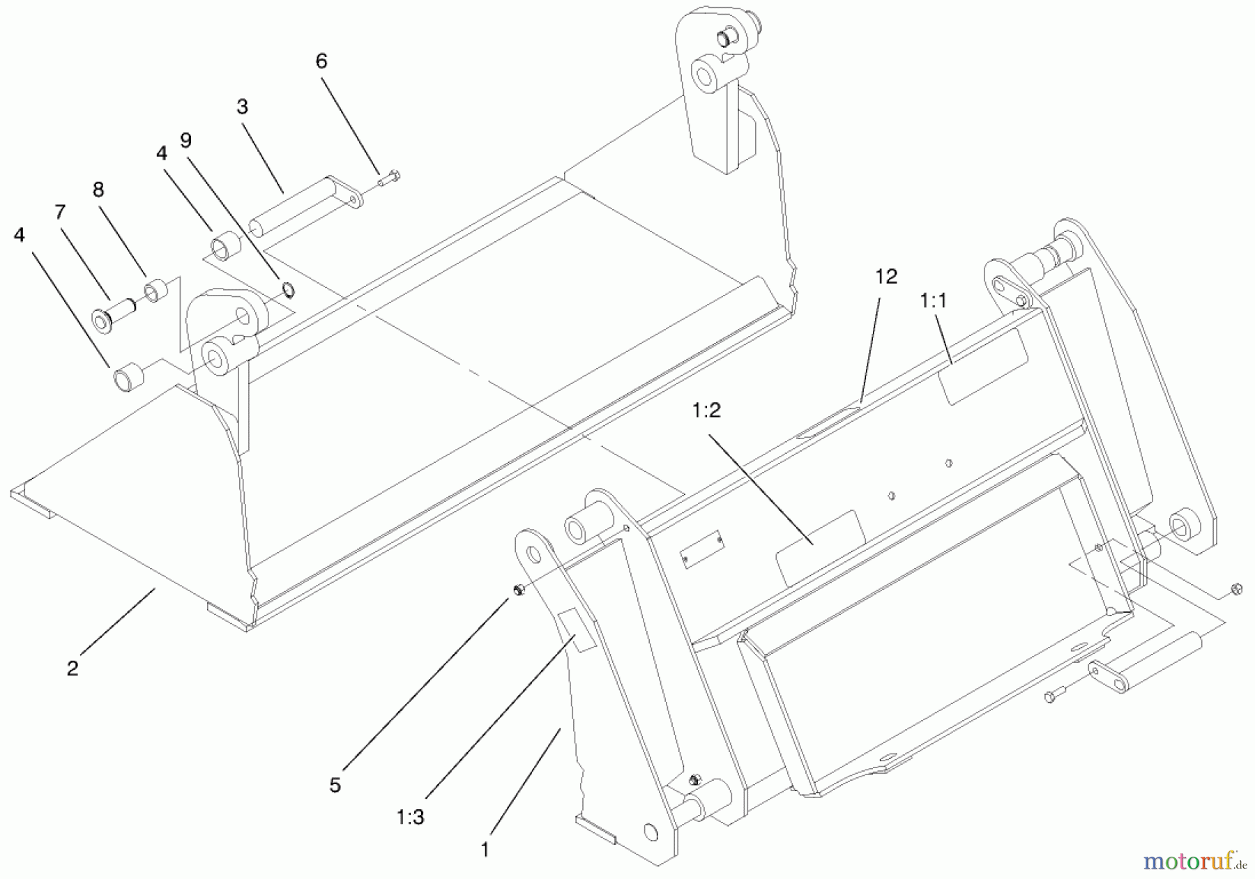  Compact Utility Attachments 22411 - Toro Four-In-One Bucket, Dingo Compact Utility Loader (SN: 990001 - 999999) (1999) BUCKEY ASSEMBLY