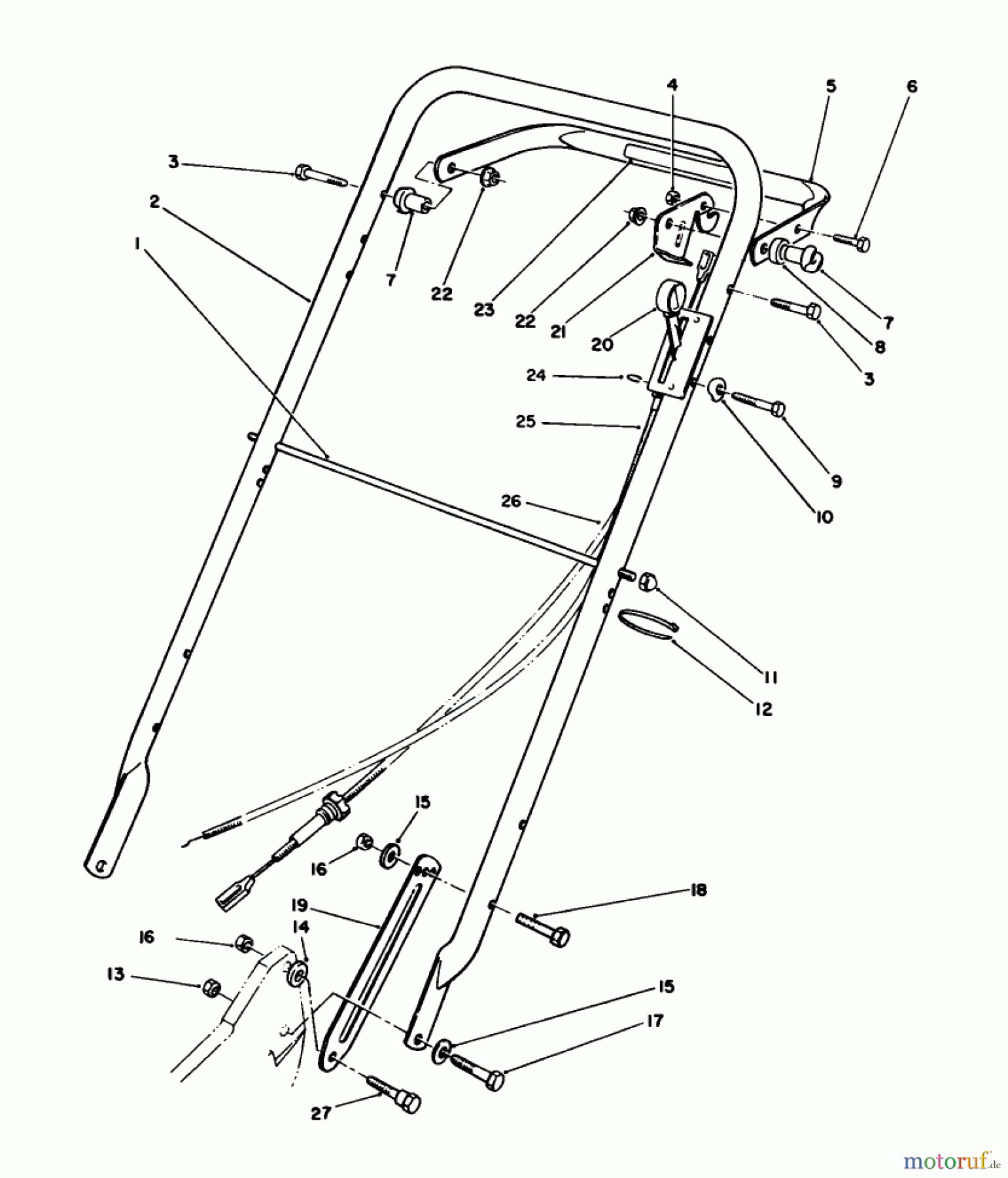  Rasenmäher 22037B - Toro Walk-Behind Mower (SN: 39000001 - 39999999) (1993) HANDLE ASSEMBLY