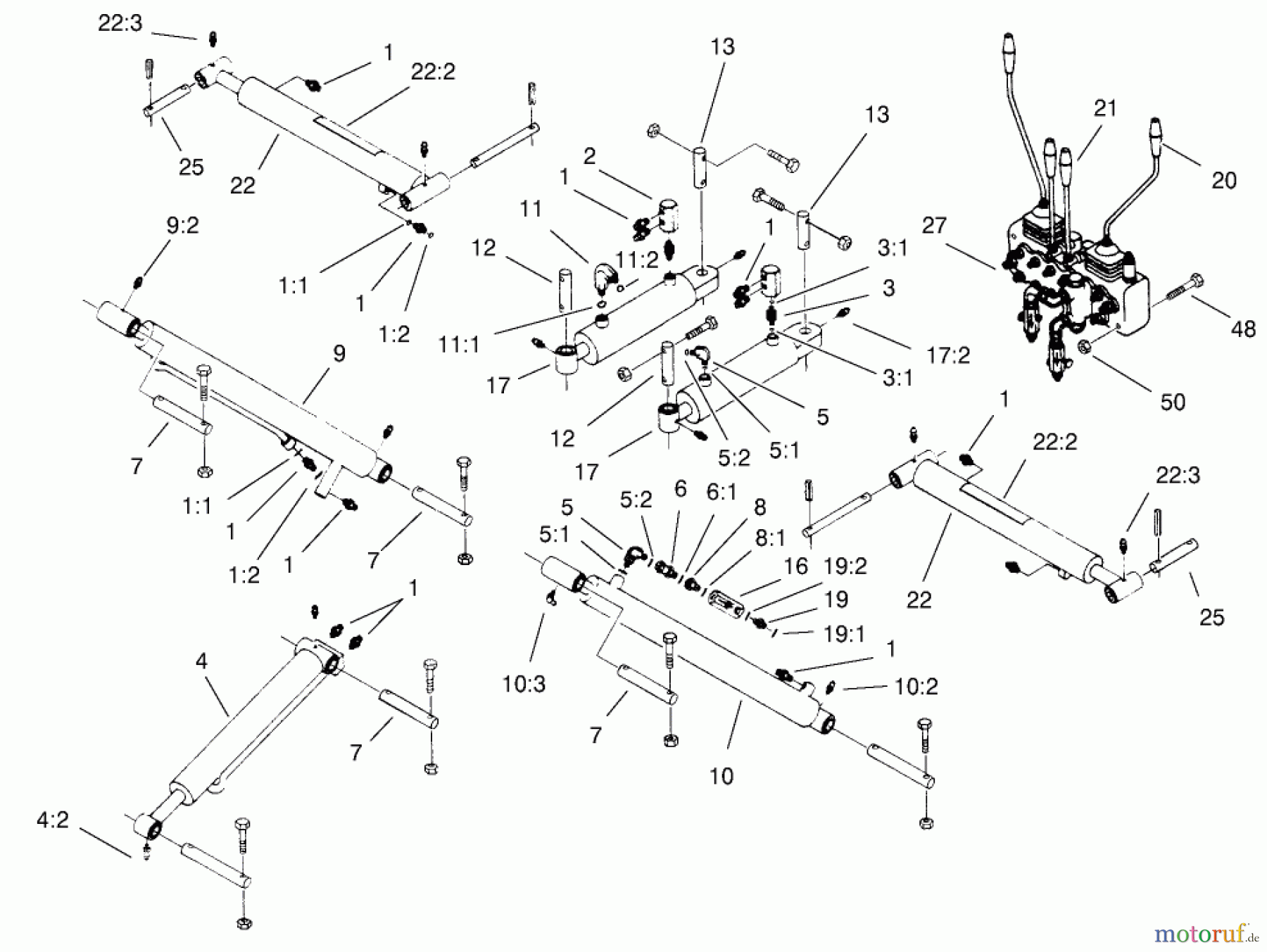  Compact Utility Attachments 22412 - Toro Backhoe, Dingo Compact Utility Loader (SN: 200000001 - 200999999) (2000) CYLINDER AND CONTROLS ASSEMBLY