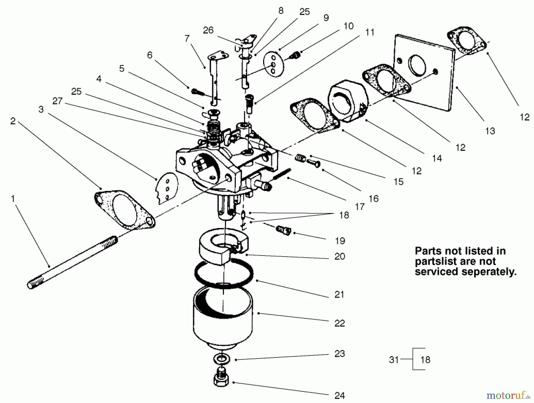  Rasenmäher 22040 - Toro Recycler Walk-Behind Mower (SN: 220000001 - 220999999) (2002) CARBURETOR ASSEMBLY