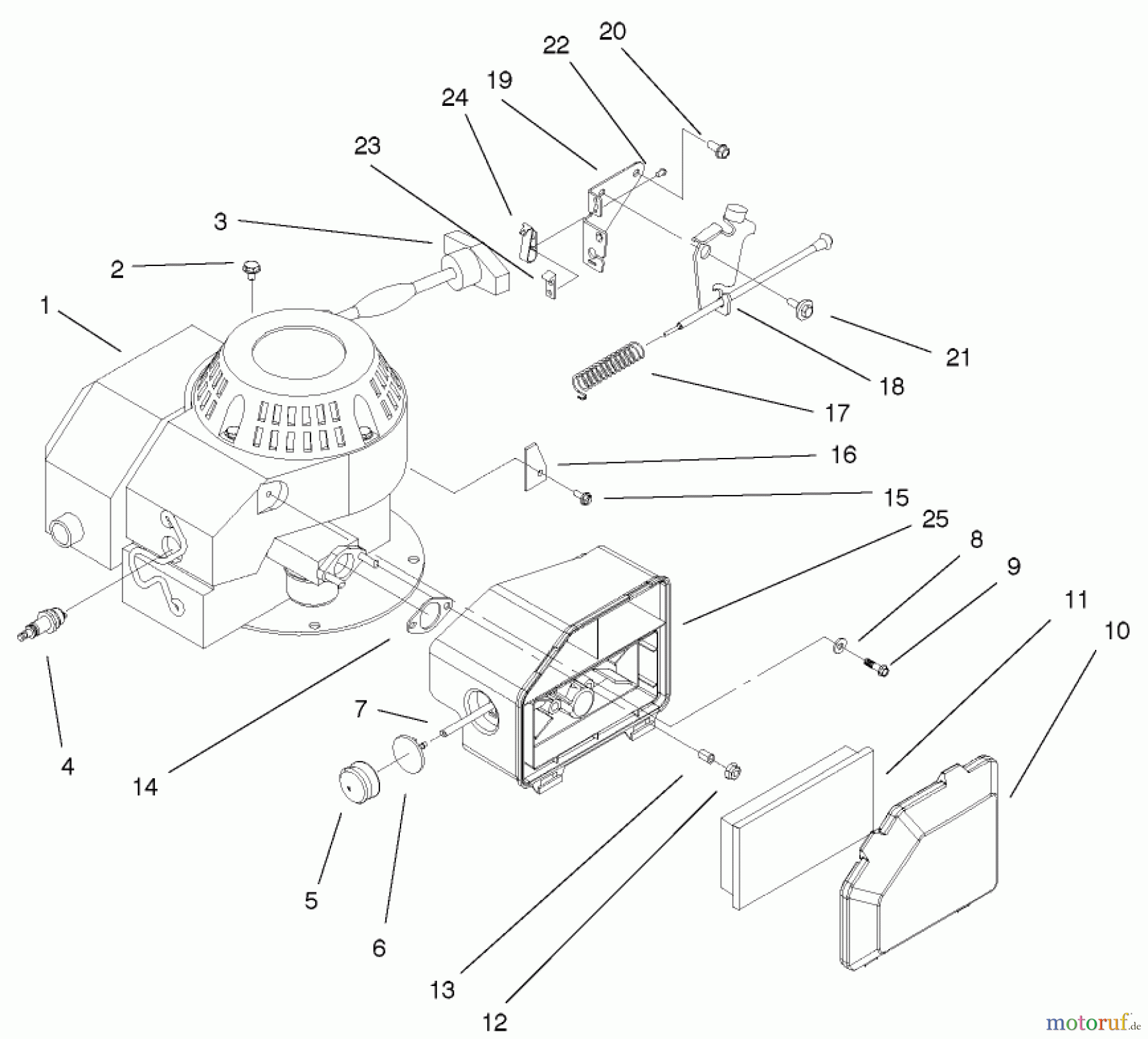  Rasenmäher 22040 - Toro Recycler Walk-Behind Mower (SN: 220000001 - 220999999) (2002) ENGINE AND AIR FILTER ASSEMBLY