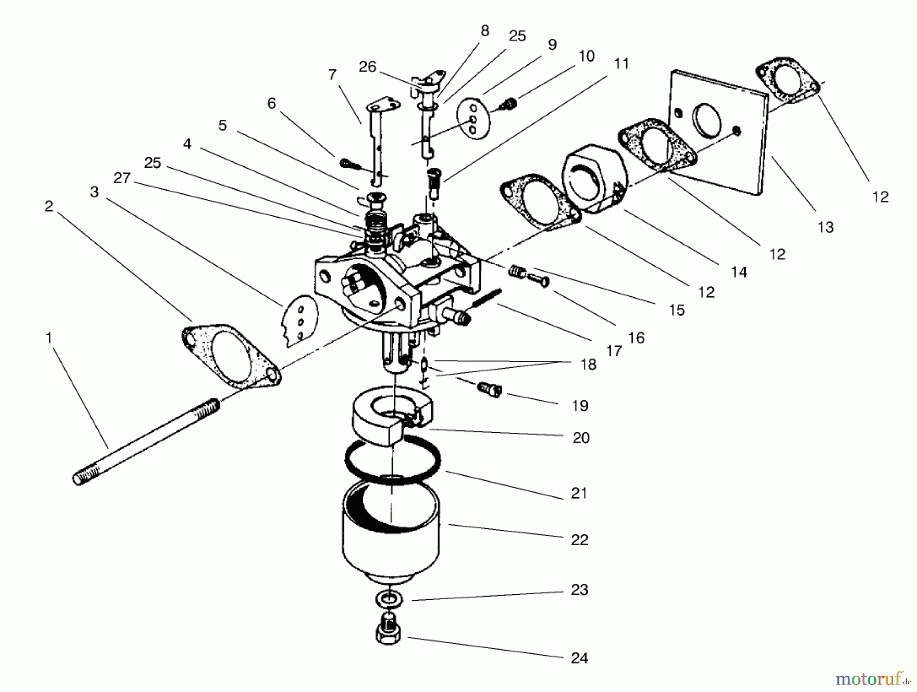  Rasenmäher 22040 - Toro Recycler Walk-Behind Mower (SN: 8900001 - 8999999) (1998) CARBURETOR ASSEMBLY (MODEL NO. 47PT7-3)