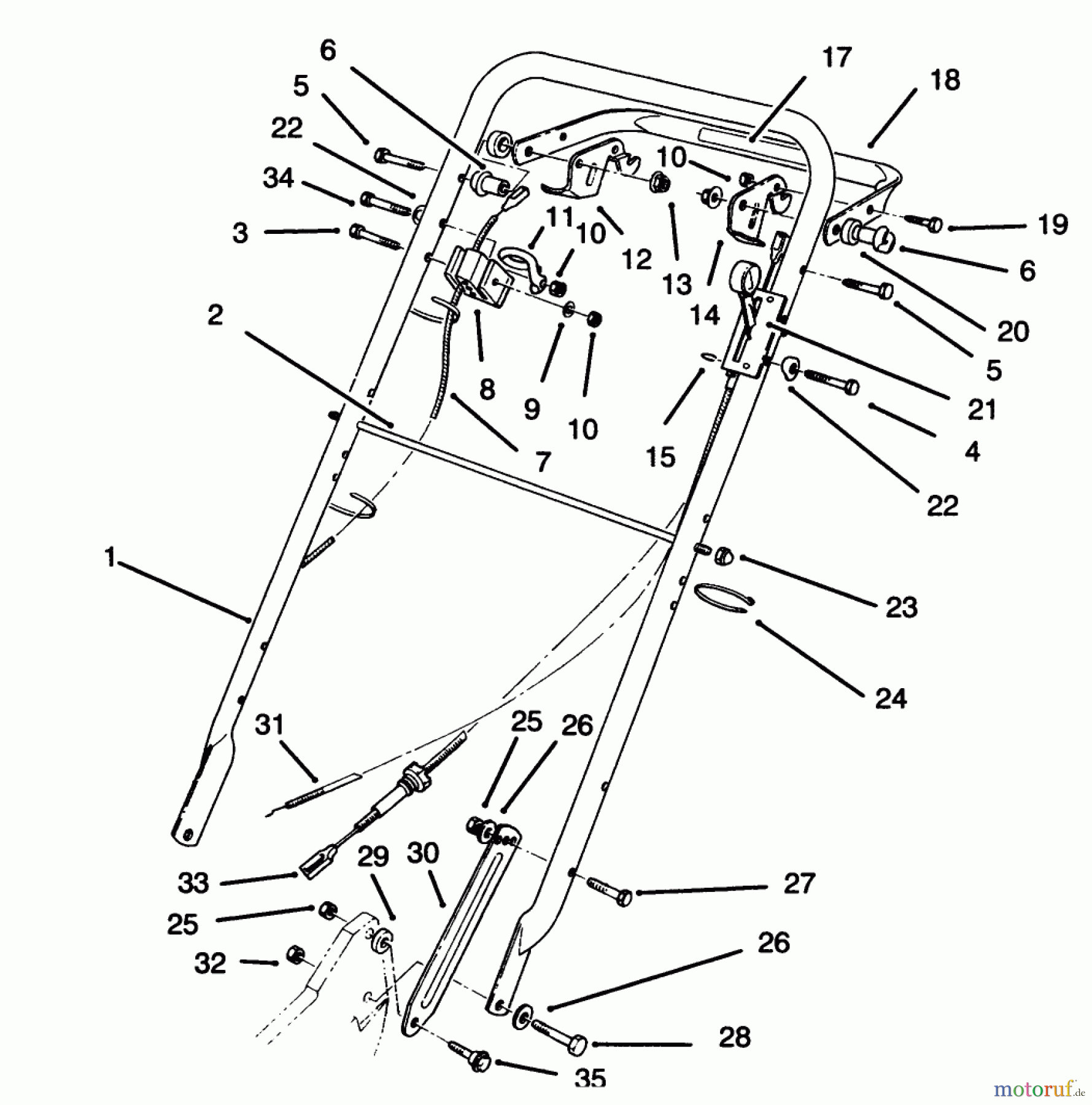  Rasenmäher 22040 - Toro Walk-Behind Mower (SN: 5900001 - 5999999) (1995) HANDLE ASSEMBLY