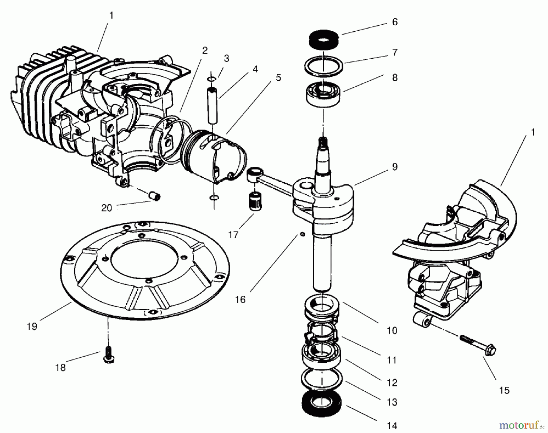 Rasenmäher 22043 - Toro Recycler Mower (SN: 200000001 - 200999999) (2000) CRANKSHAFT ASSEMBLY (MODEL NO. 47PT7-7)