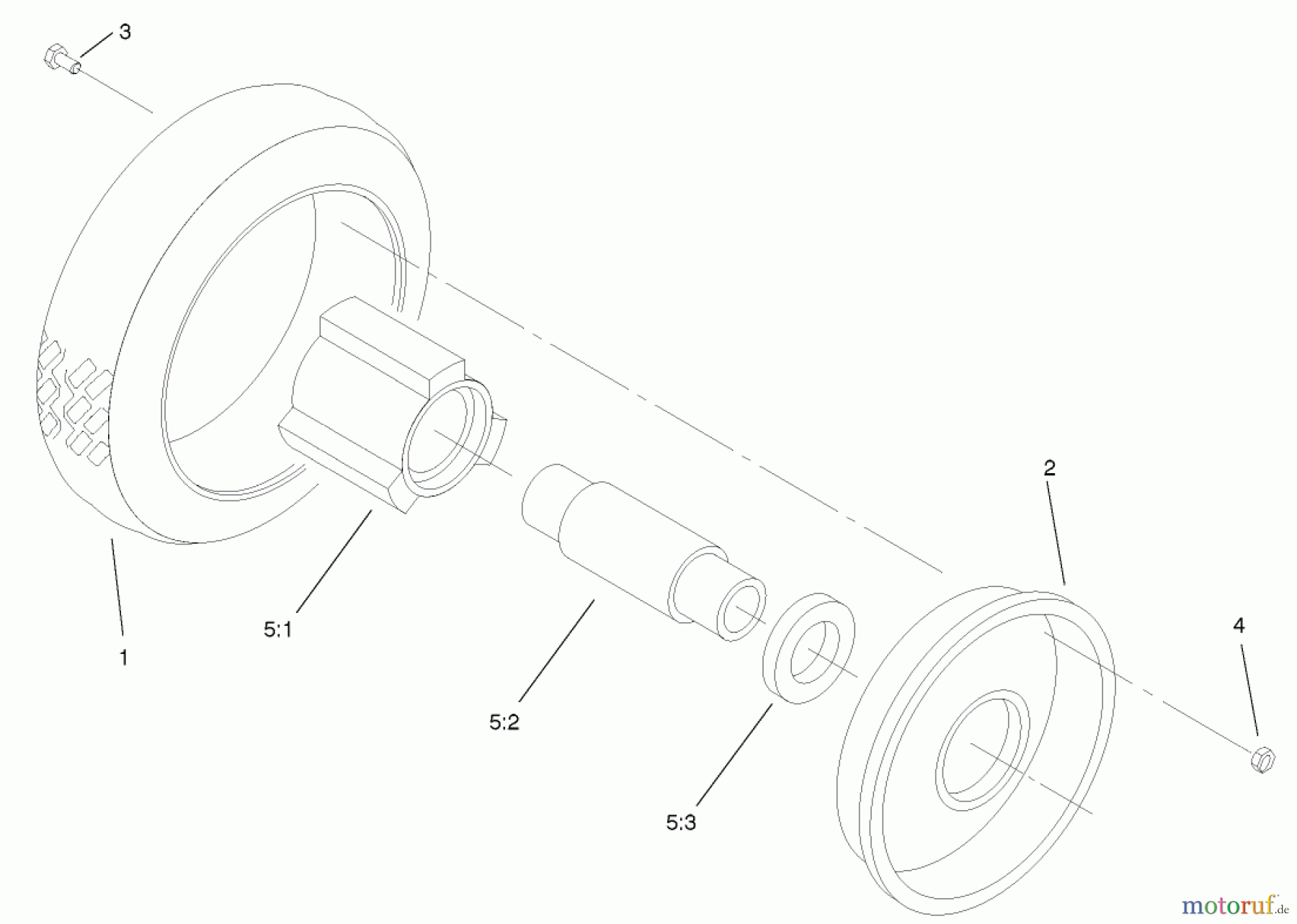  Rasenmäher 22043 - Toro Recycler Mower (SN: 230000001 - 230999999) (2003) FRONT WHEEL AND TIRE ASSEMBLY