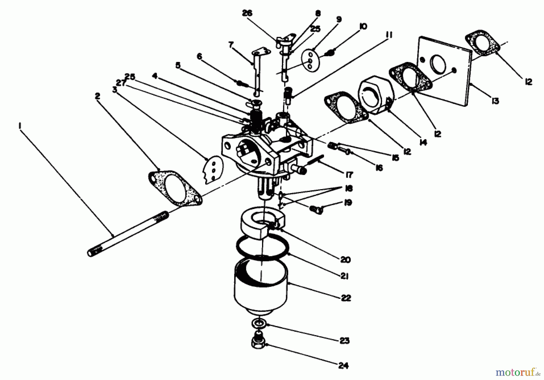  Rasenmäher 22043 - Toro Walk-Behind Mower (SN: 3900001 - 3900964) (1993) CARBURETOR ASSEMBLY (MODEL NO. 47PN2-7)