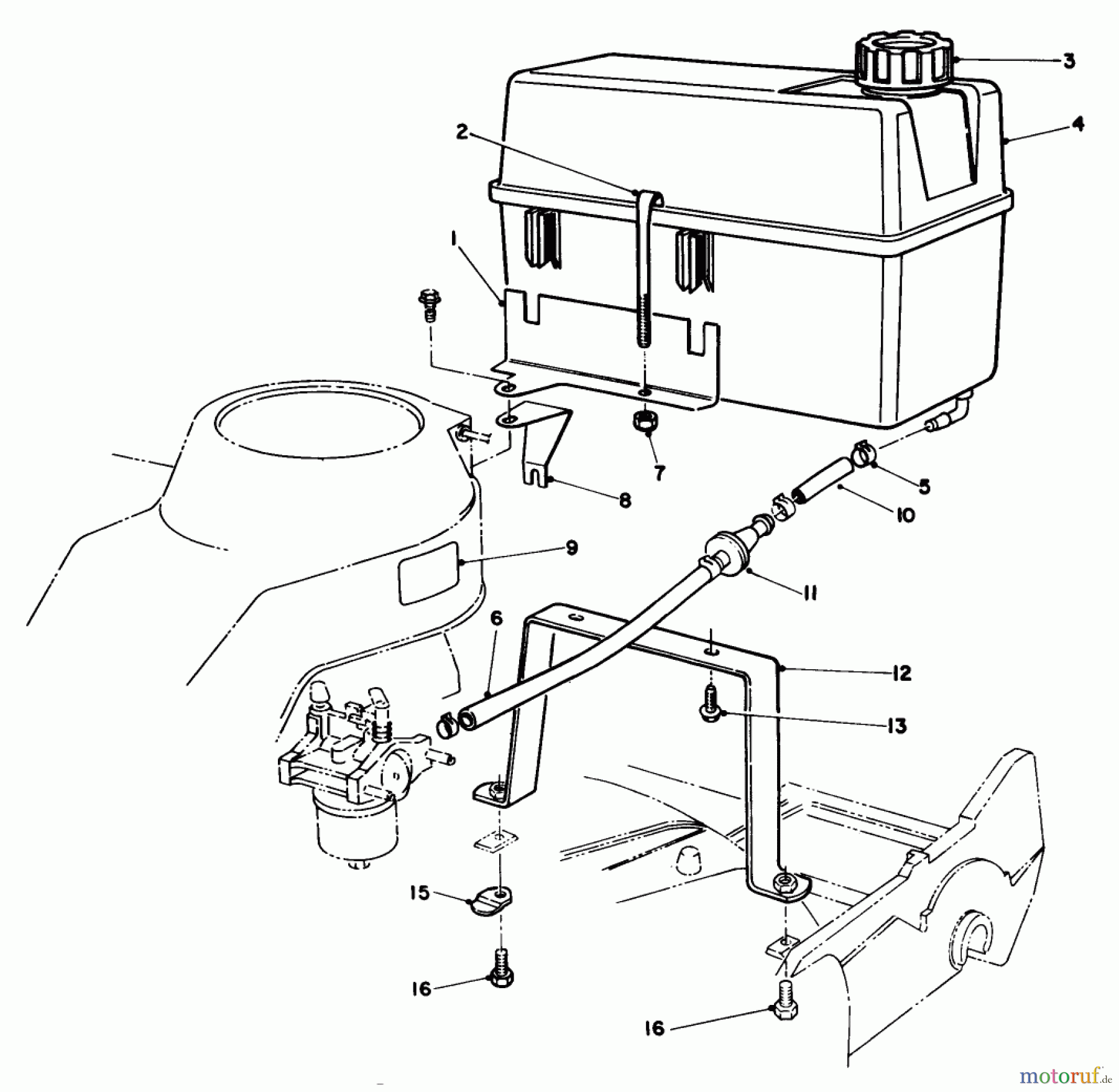  Rasenmäher 22043 - Toro Walk-Behind Mower (SN: 3900001 - 3900964) (1993) GAS TANK ASSEMBLY