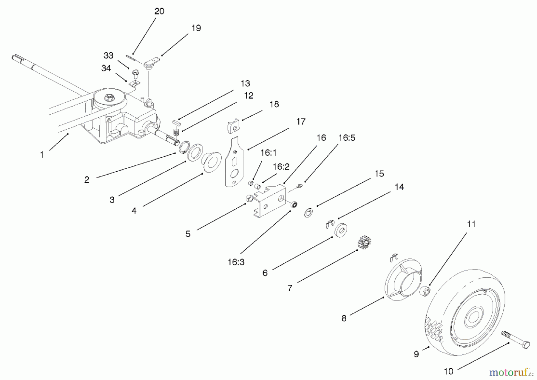  Rasenmäher 22045 - Toro 53cm Recycler Mower (SN: 220000001 - 220999999) (2002) GEAR CASE AND REAR WHEEL ASSEMBLY