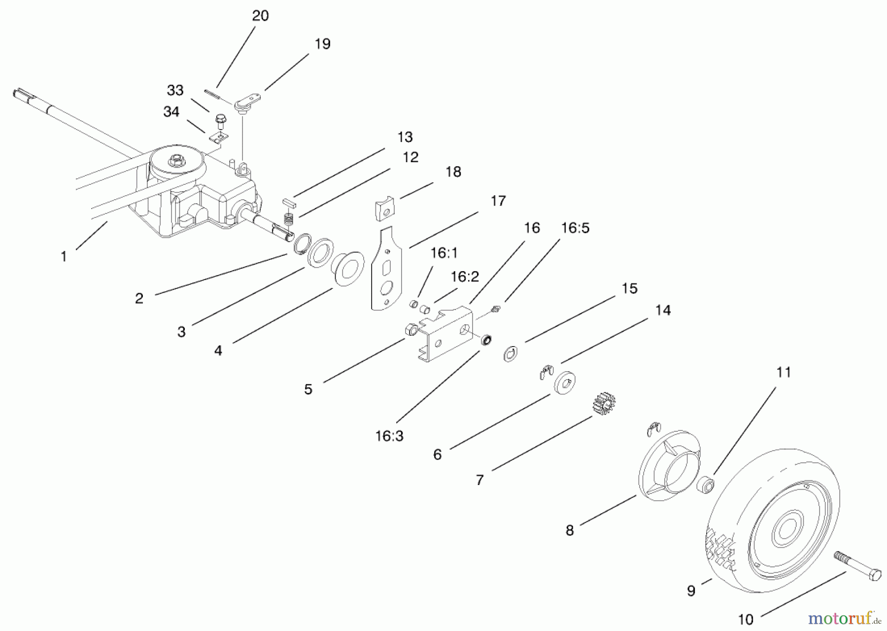  Rasenmäher 22045 - Toro Recycler Mower (SN: 9900001 - 9999999) (1999) GEAR CASE & REAR WHEEL ASSEMBLY