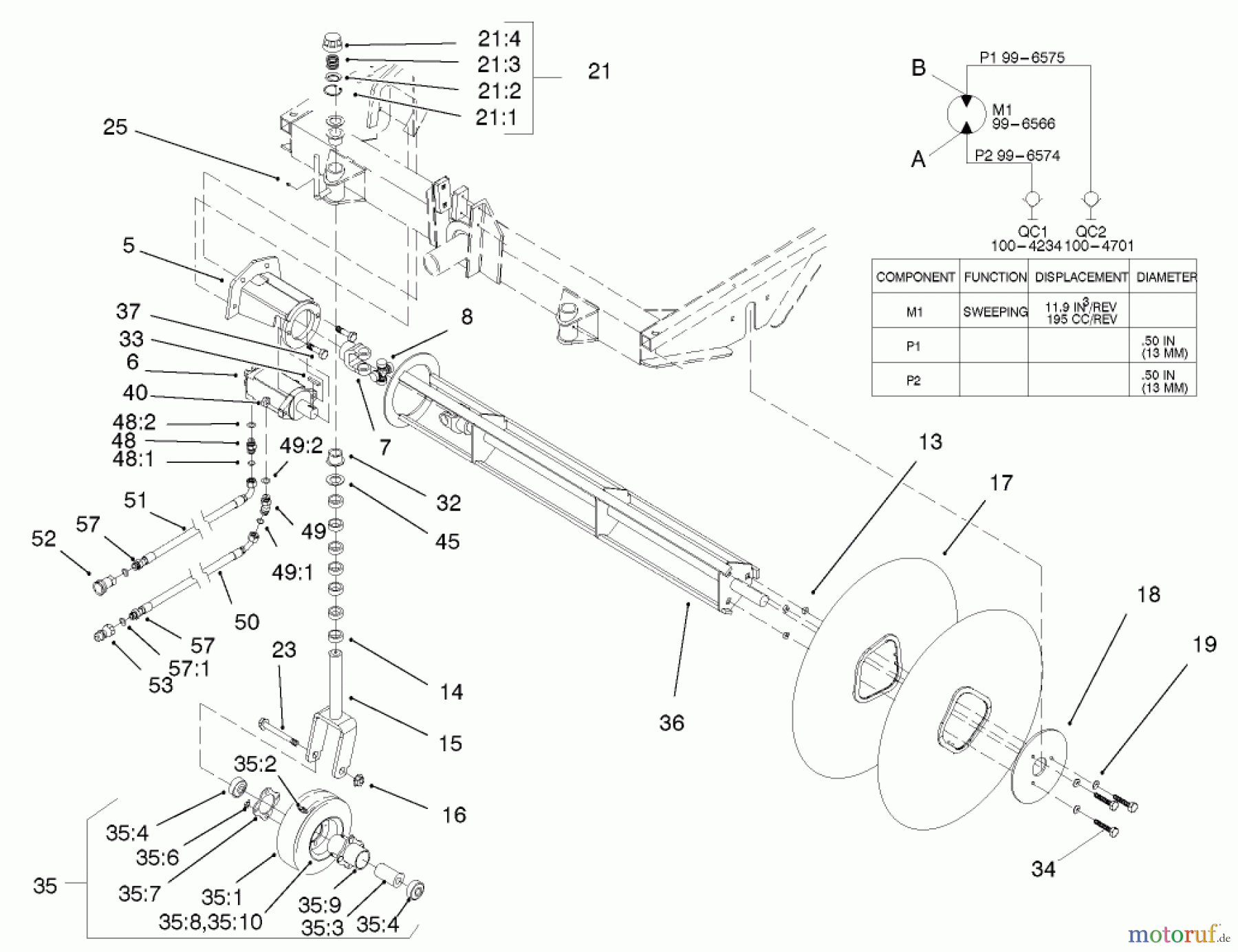  Compact Utility Attachments 22415 - Toro Rotary Broom, Dingo Compact Utility Loader (SN: 210000001 - 210999999) (2001) ROTOR ASSEMBLY