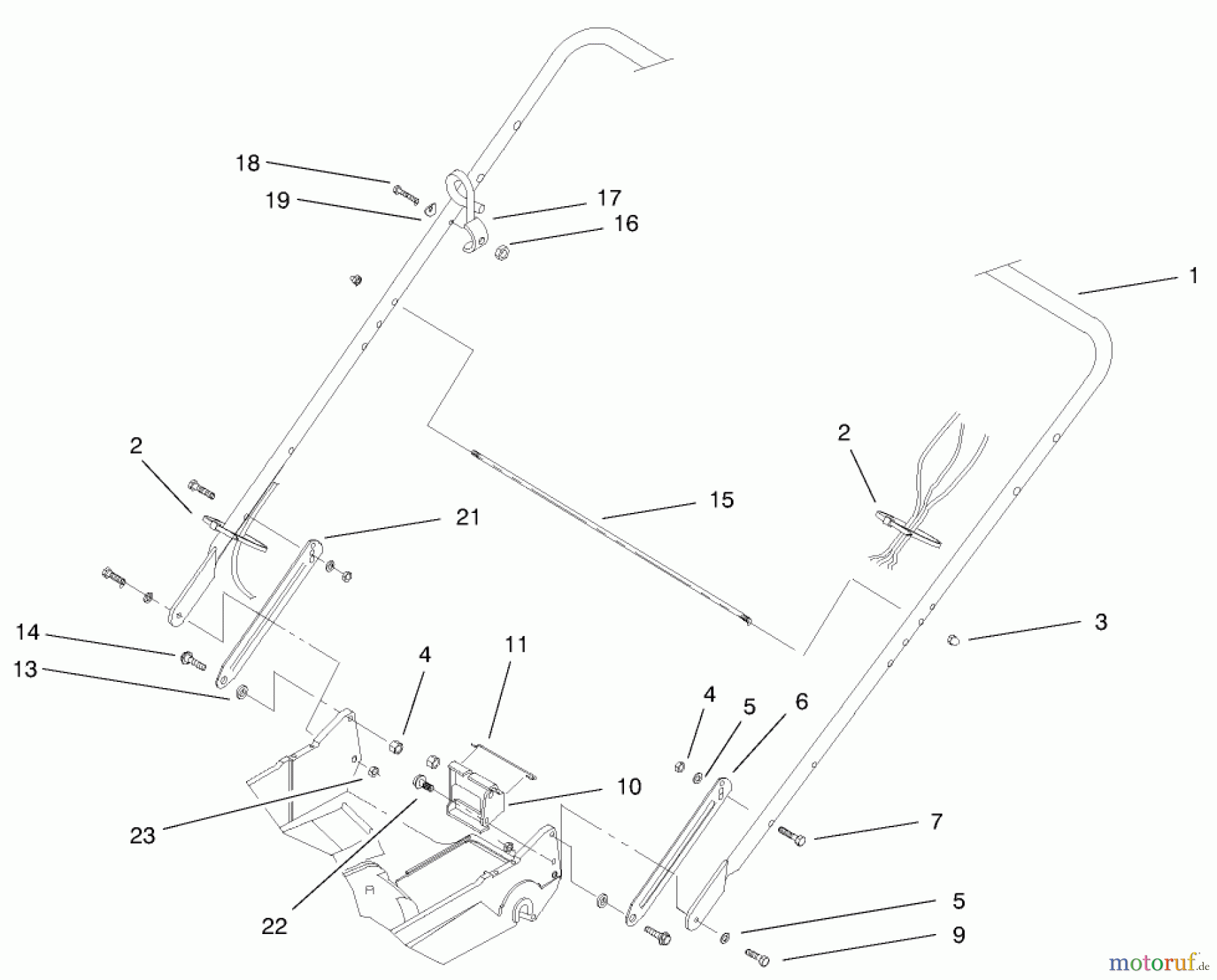  Rasenmäher 22157 - Toro 53cm Recycler/Rear-Bagger Mower (SN: 9900001 - 9999999) (1999) HANDLE ASSEMBLY