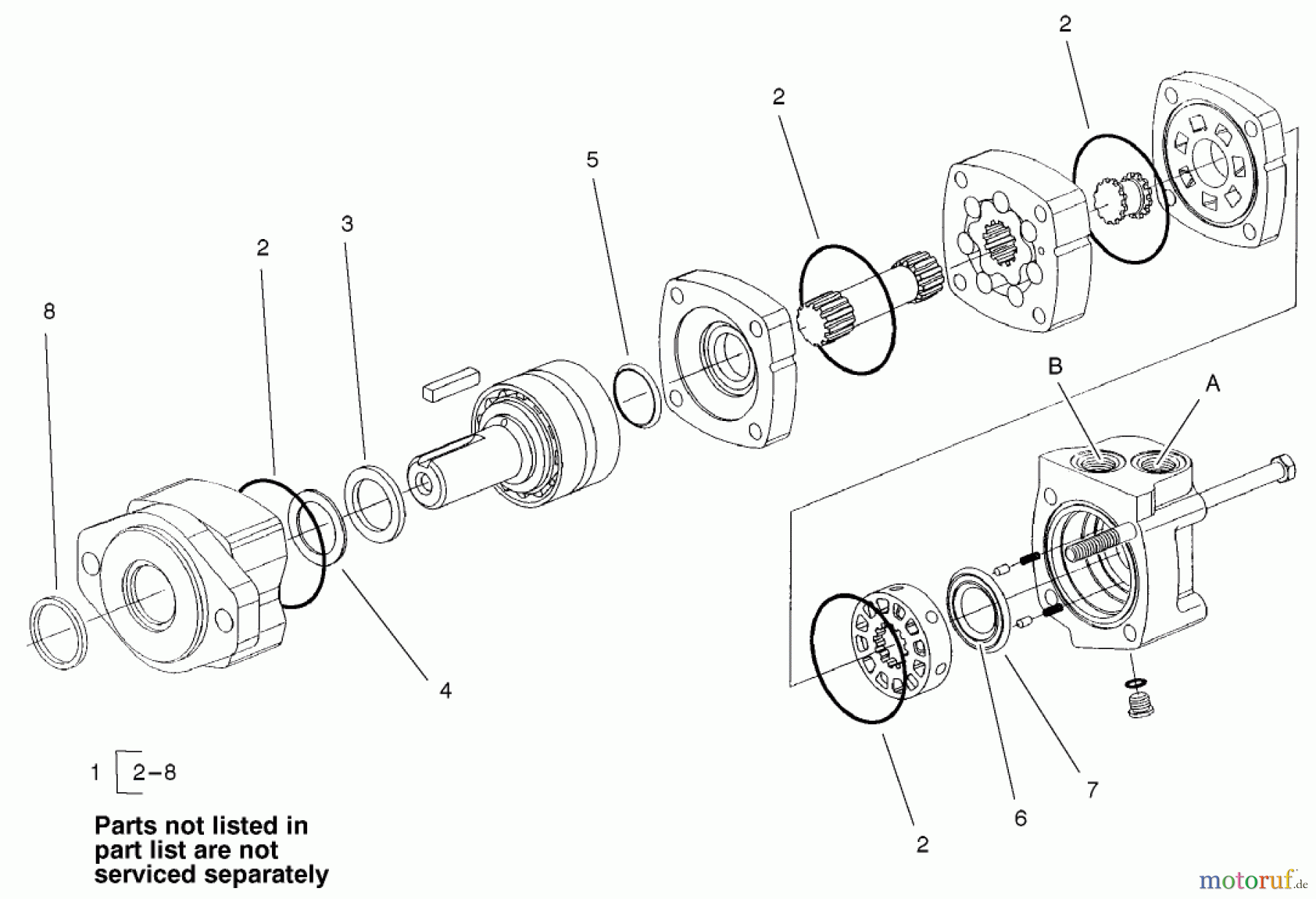  Compact Utility Attachments 22420 - Toro Bore Drive Head Attachment, Dingo Compact Utility Loader (SN: 210000001 - 210999999) (2001) HYDRAULIC MOTOR ASSEMBLY NO. 98-8280