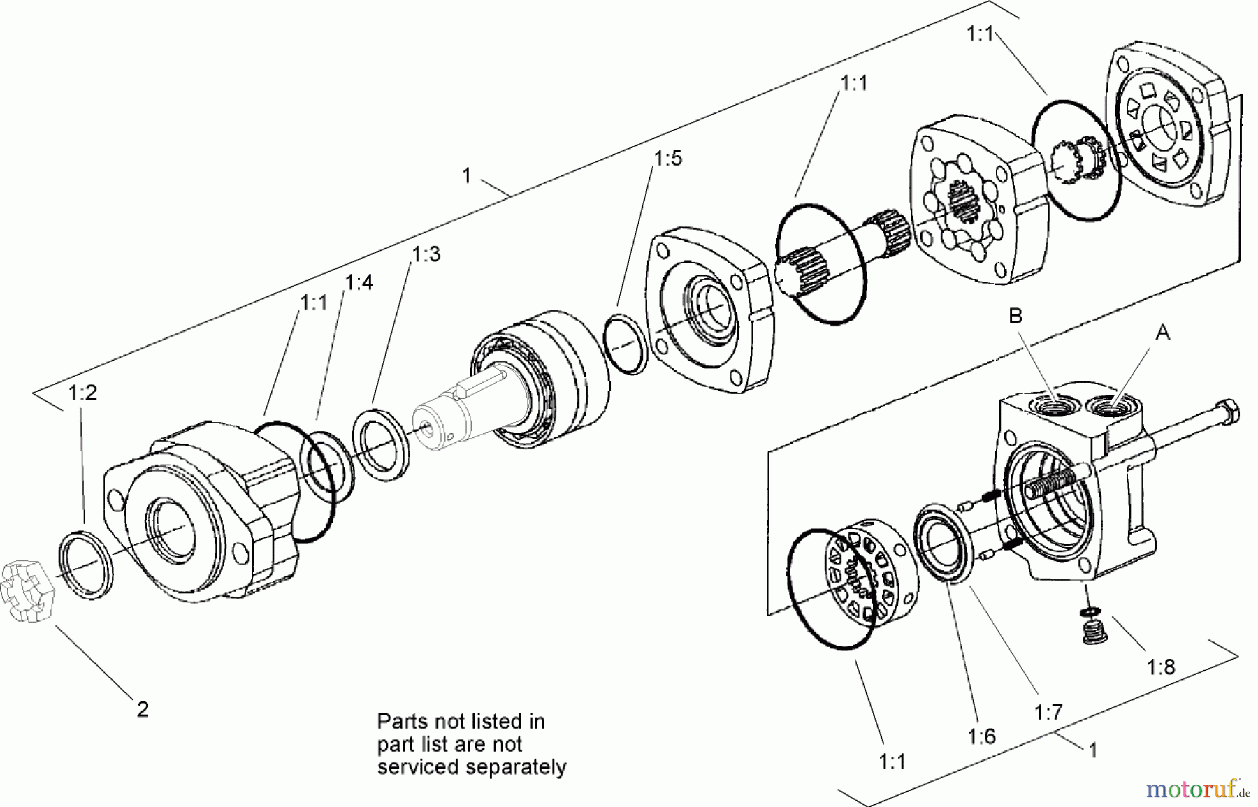  Compact Utility Attachments 22420 - Toro Bore Drive Head Attachment, Dingo Compact Utility Loader (SN: 250000001 - 250999999) (2005) HYDRAULIC MOTOR ASSEMBLY NO. 98-8280