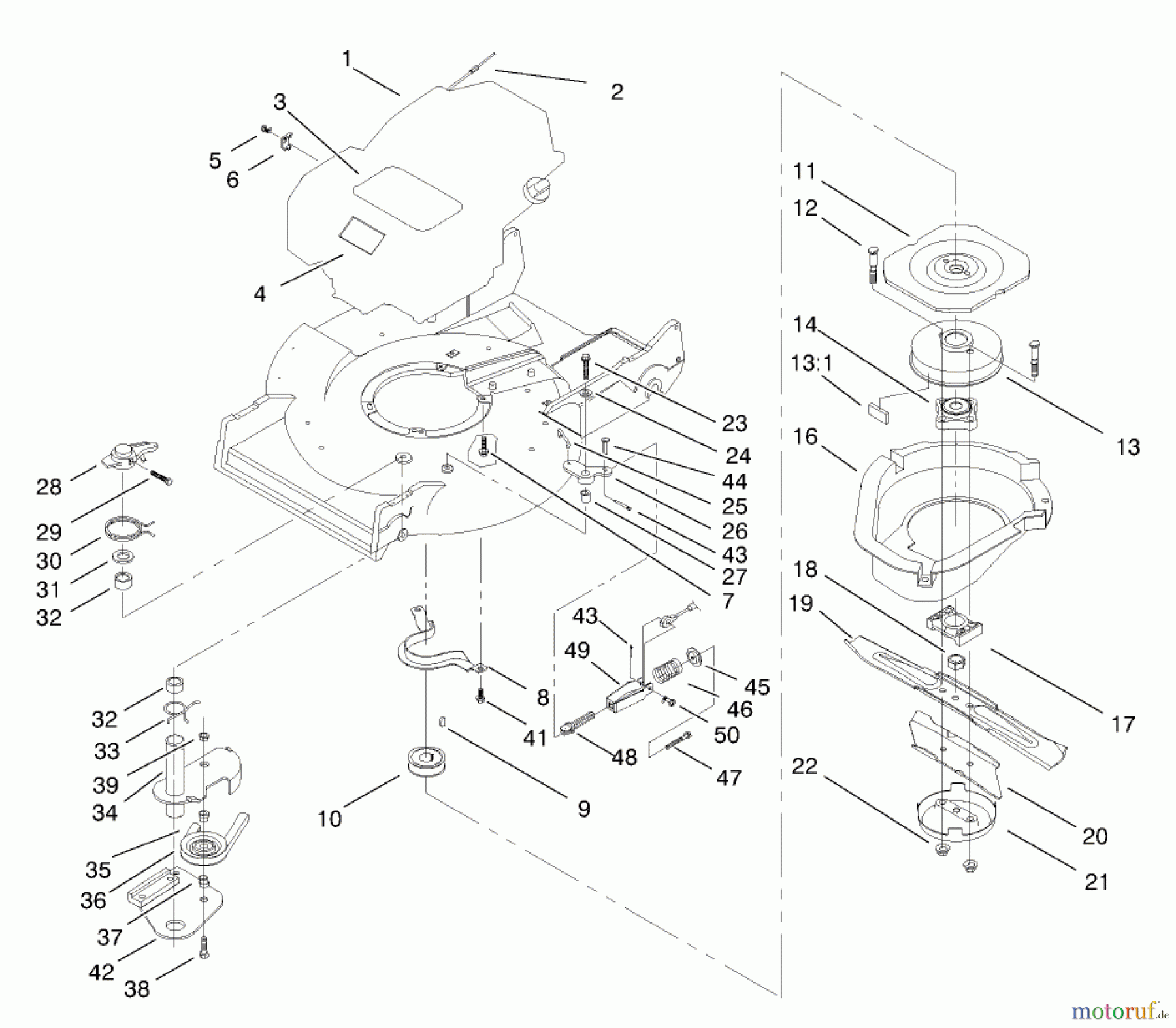  Rasenmäher 22162 - Toro Recycler Mower (SN: 210000001 - 210999999) (2001) ENGINE AND BLADE AND BRAKE CLUTCH ASSEMBLY