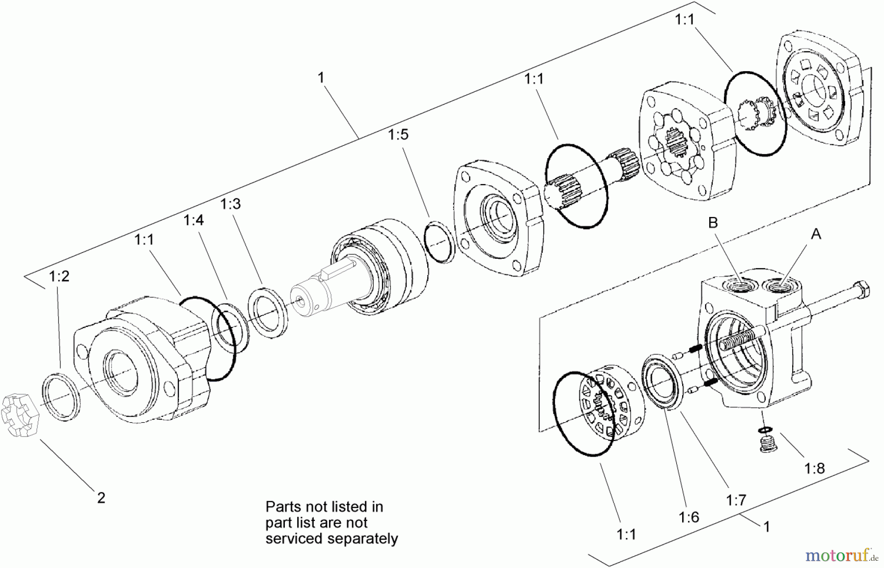  Compact Utility Attachments 22420 - Toro Bore Drive Head Attachment, Dingo Compact Utility Loader (SN: 311000001 - 311999999) (2011) HYDRAULIC MOTOR ASSEMBLY NO. 98-8280