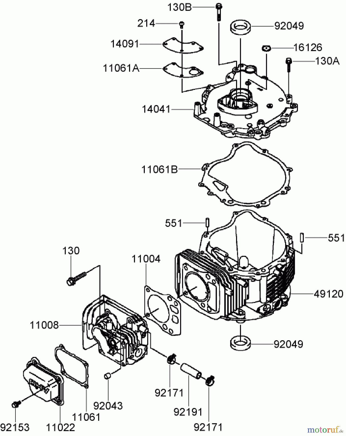  Rasenmäher 22164TE - Toro HD53 Lawn Mower (SN: 280000001 - 280999999) (2008) CYLINDER AND CRANKCASE ASSEMBLY KAWASAKI FJ180V-AS28