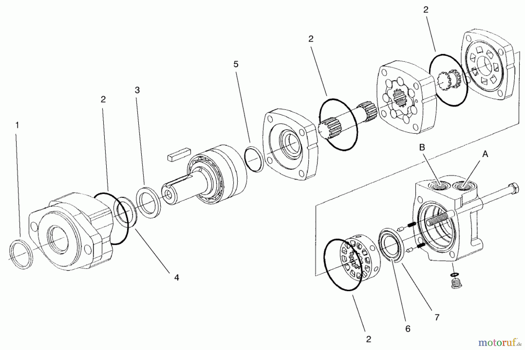  Compact Utility Attachments 22420 - Toro Bore Drive Head Attachment, Dingo Compact Utility Loader (SN: 990001 - 999999) (1999) HYDRAULIC MOTOR ASSEMBLY NO. 98-8280