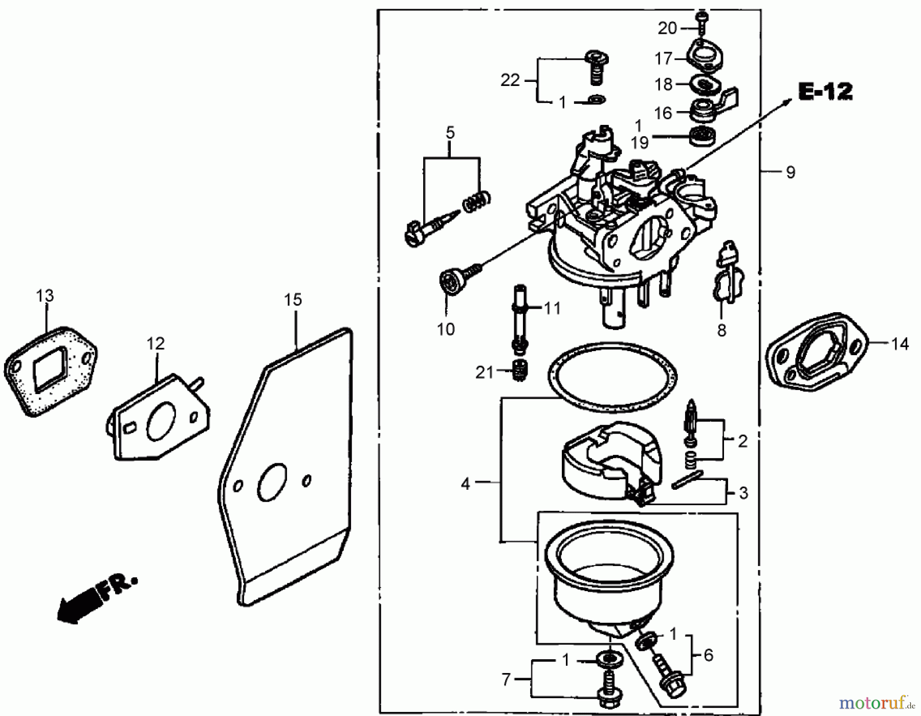  Rasenmäher 22168TE - Toro 53cm Heavy-Duty Recycler Mower (SN: 250000001 - 250999999) (2005) CARBURETOR ASSEMBLY HONDA GXV160A1 T1AH