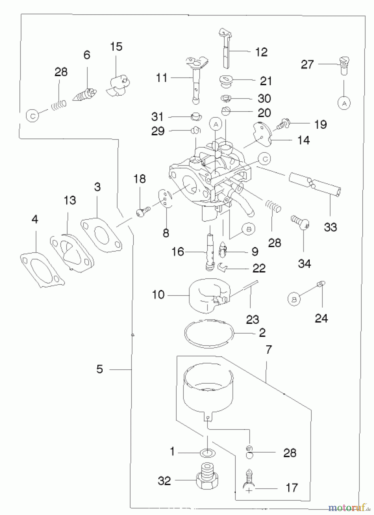  Rasenmäher 22171 - Toro Recycler Mower (SN: 220000001 - 220999999) (2002) CARBURETOR ASSEMBLY