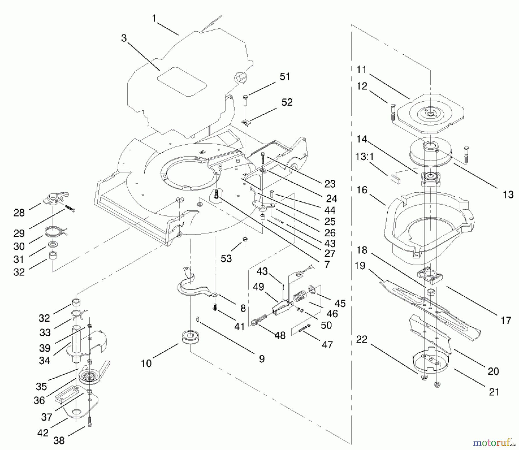  Rasenmäher 22173 - Toro 53cm Heavy-Duty Recycler Mower (SN: 210000001 - 210999999) (2001) ENGINE AND BLADE BRAKE CLUTCH ASSEMBLY