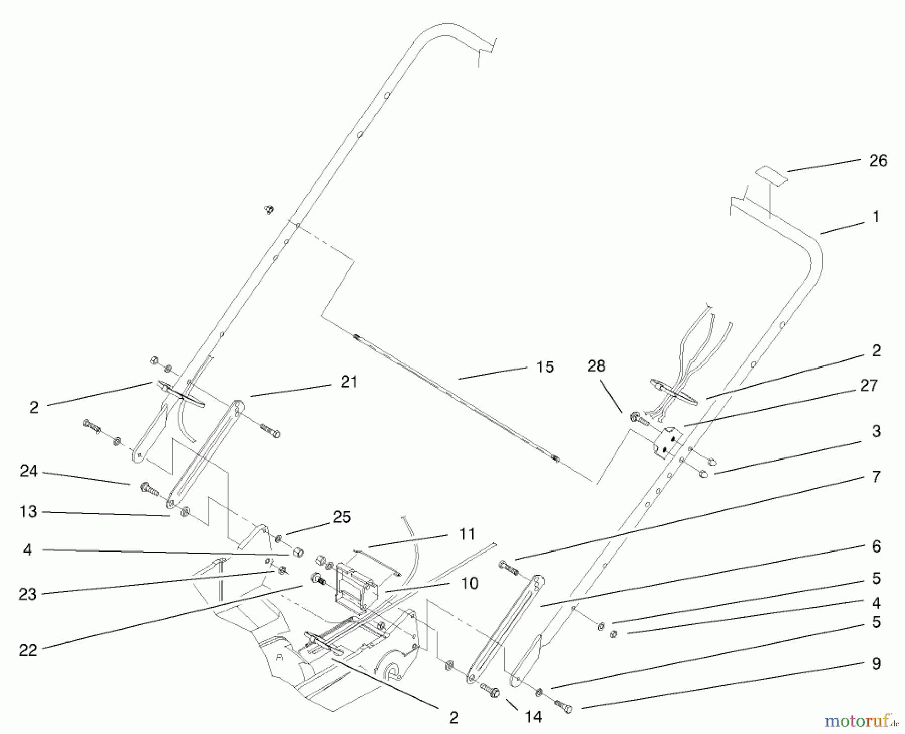  Rasenmäher 22173 - Toro 53cm Heavy-Duty Recycler Mower (SN: 210000001 - 210999999) (2001) HANDLE AND HANDLE LATCH ASSEMBLY