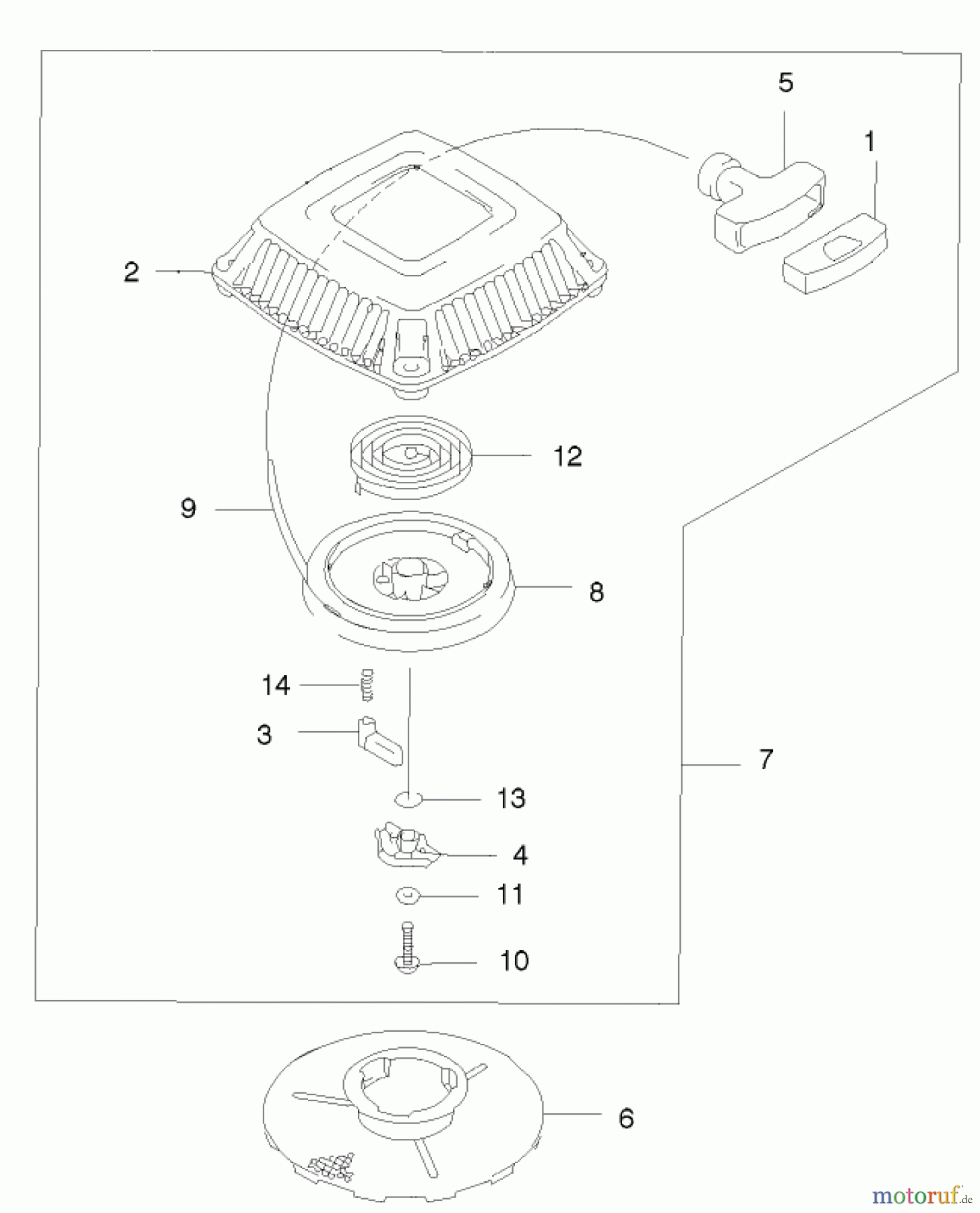  Rasenmäher 22174 - Toro 53cm Heavy-Duty Recycler Mower (SN: 210000001 - 210999999) (2001) RECOIL STARTER ASSEMBLY