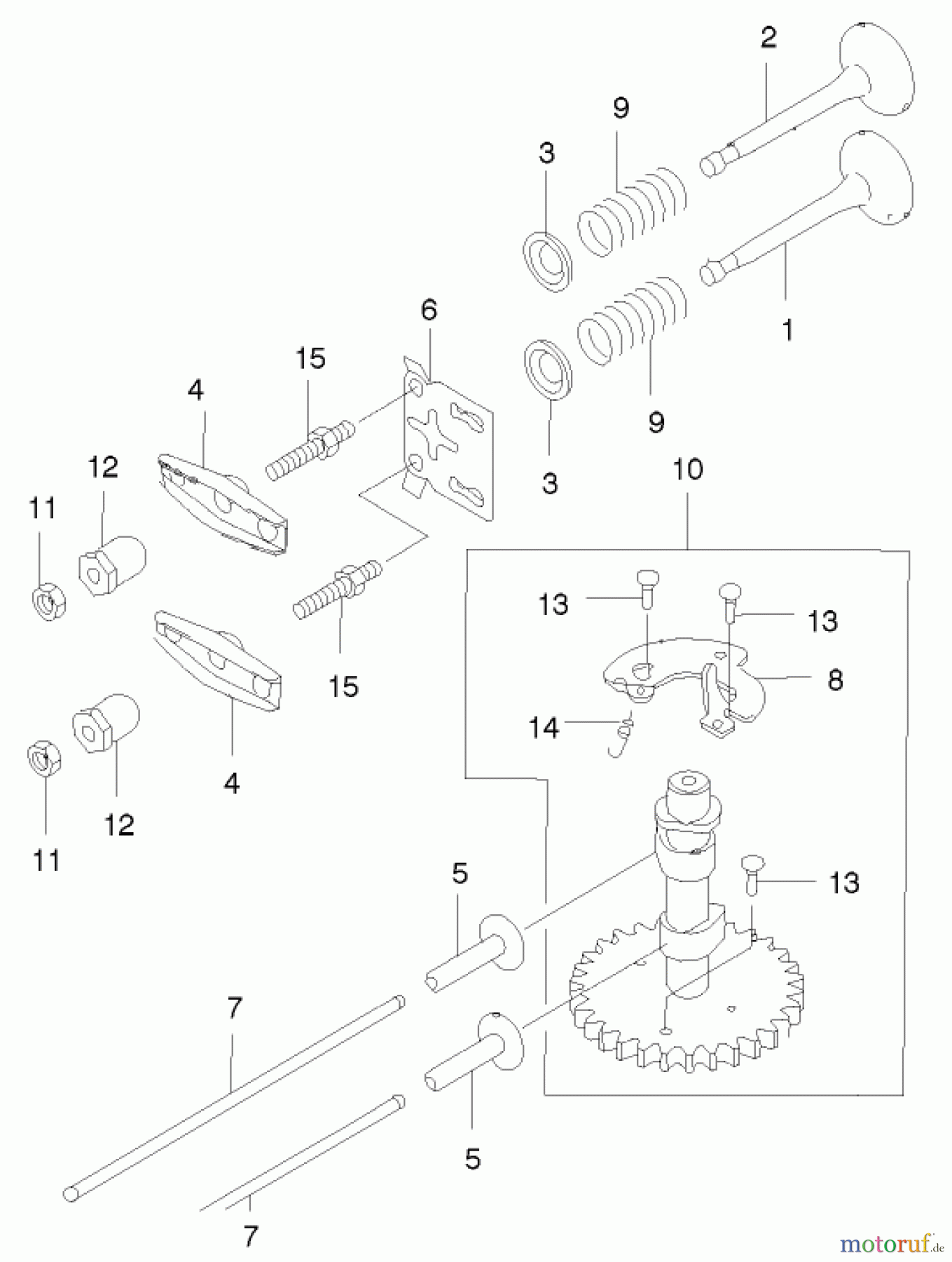  Rasenmäher 22174 - Toro 53cm Heavy-Duty Recycler Mower (SN: 210000001 - 210999999) (2001) VALVE AND CAMSHAFT ASSEMBLY