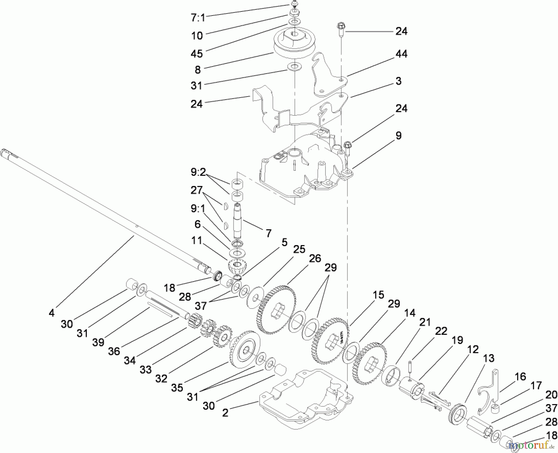  Rasenmäher 22176TE - Toro 53cm Heavy-Duty Recycler Mower (SN: 280000001 - 280999999) (2008) GEAR CASE ASSEMBLY NO. 74-1860