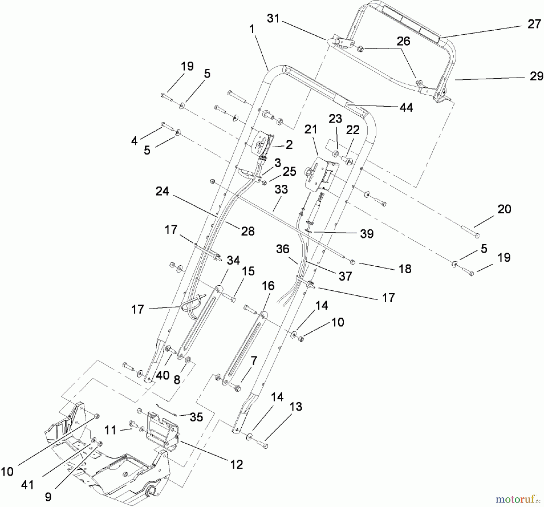  Rasenmäher 22176TE - Toro 53cm Heavy-Duty Recycler Mower (SN: 310000001 - 310999999) (2010) HANDLE ASSEMBLY