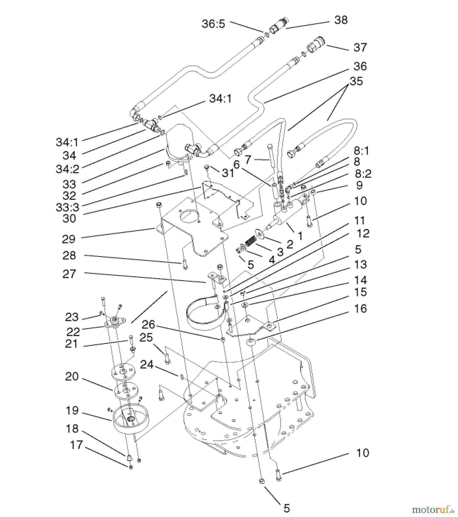  Compact Utility Attachments 22429 - Toro Stump Grinder, Dingo Compact Utility Loaders (SN: 210000001 - 210999999) (2001) HYDRAULIC MOTOR AND BRAKE ASSEMBLY