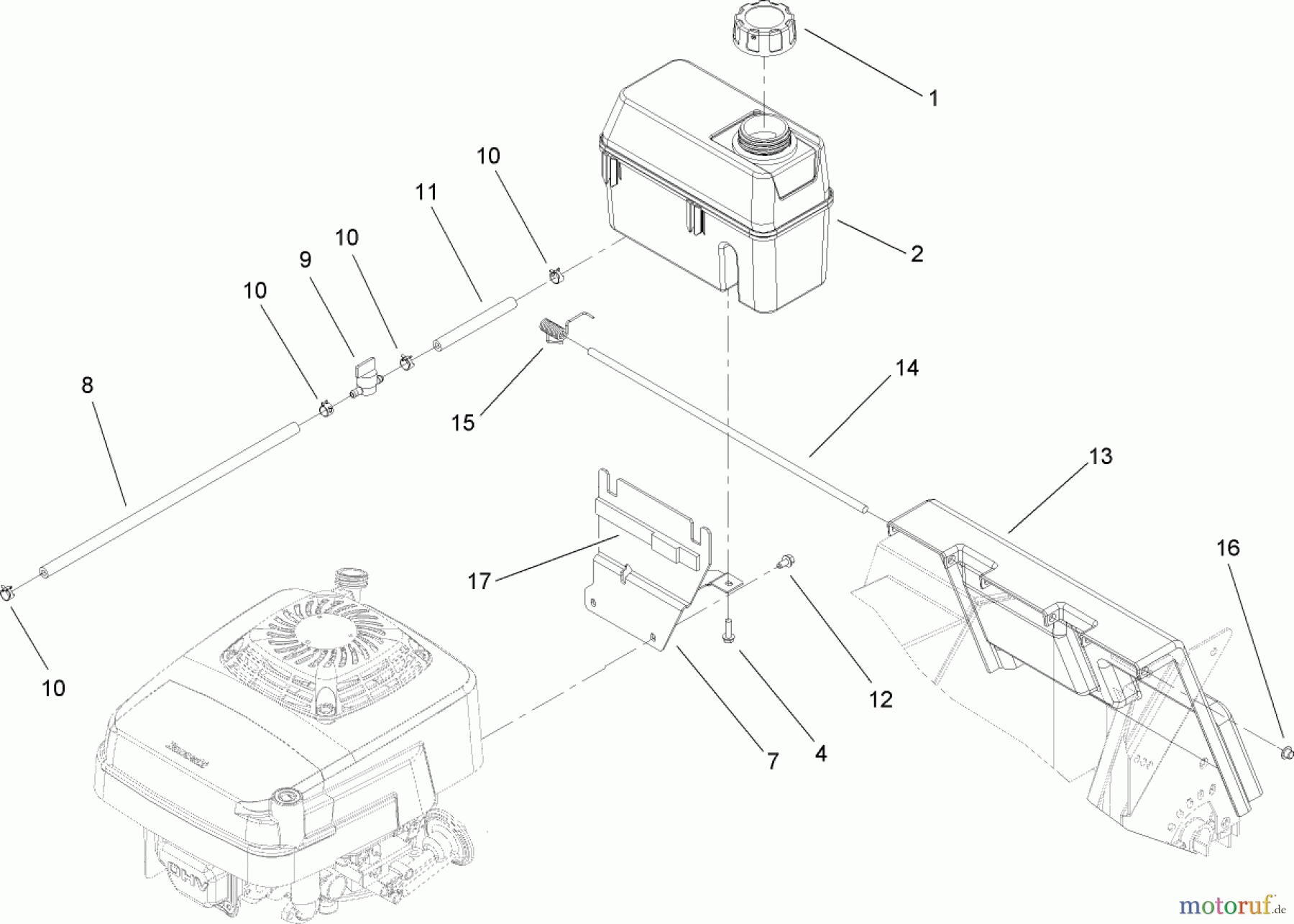  Rasenmäher 22179TE - Toro 53cm Heavy-Duty Rear Bagger Mower (SN: 260000001 - 260999999) (2006) ENGINE AND TANK ASSEMBLY