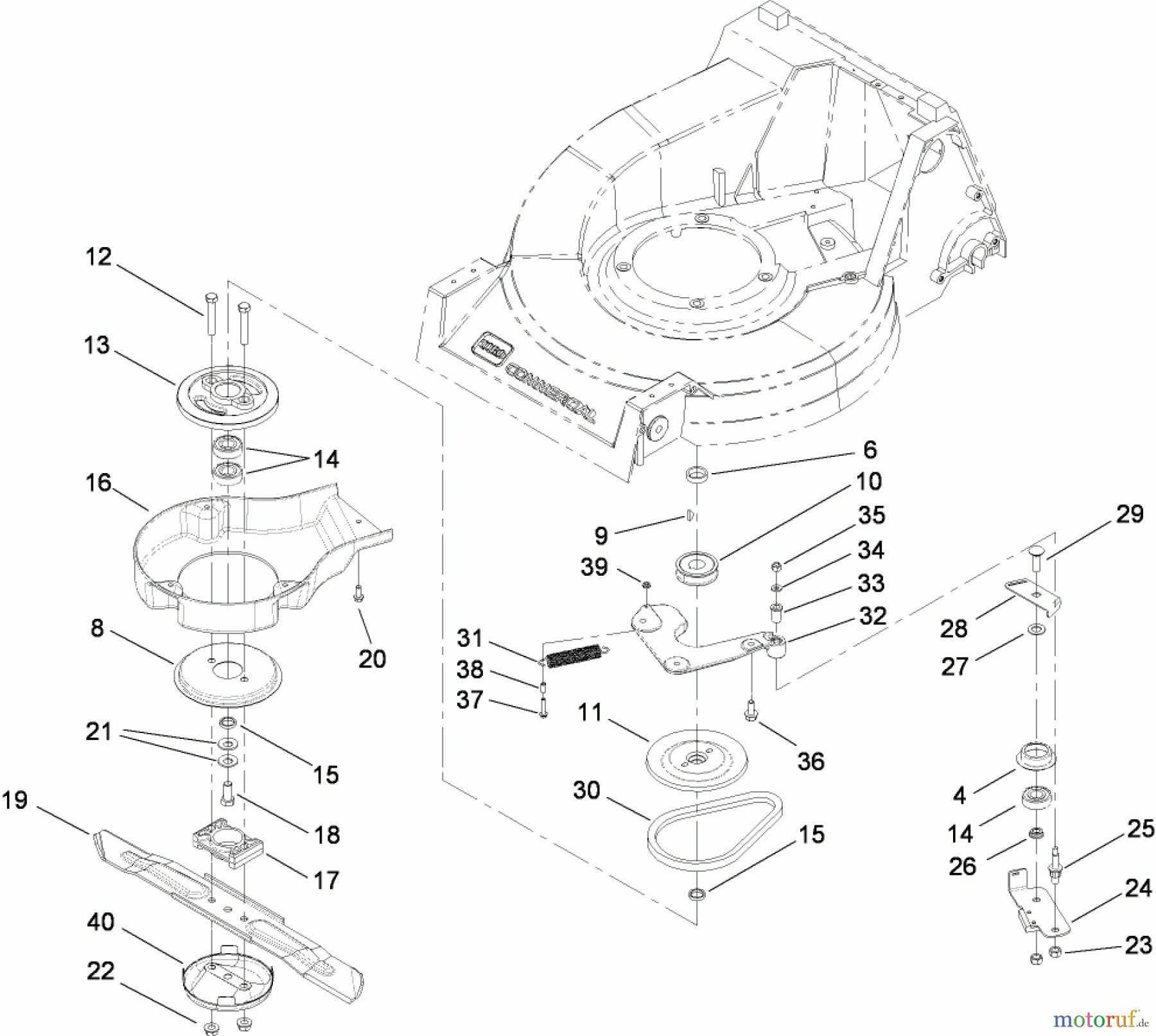  Rasenmäher 22179TE - Toro 53cm Heavy-Duty Rear Bagger Mower (SN: 270004001 - 270999999) (2007) BLADE BRAKE CLUTCH ASSEMBLY