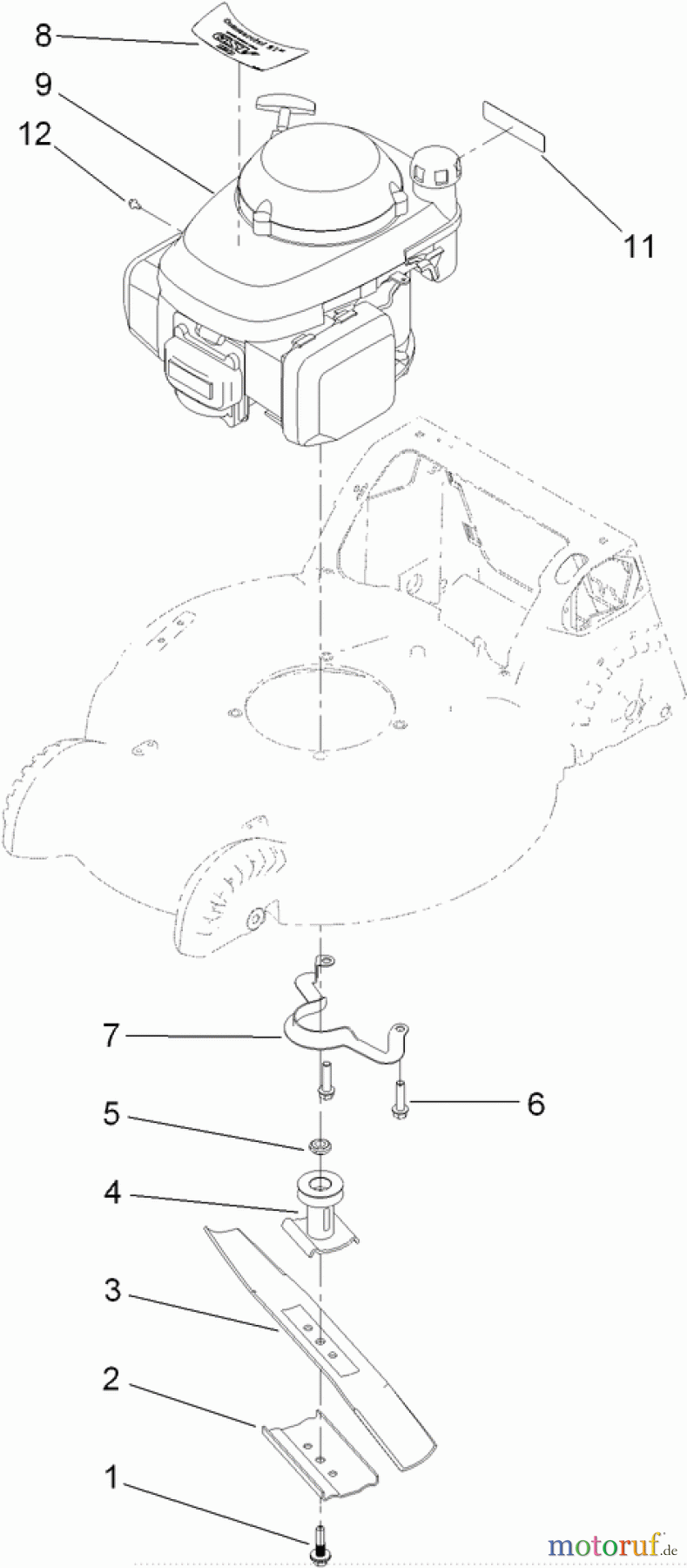  Rasenmäher 22186TE - Toro Commercial 53cm Mower (SN: 312000001 - 312999999) (2012) ENGINE AND BLADE ASSEMBLY