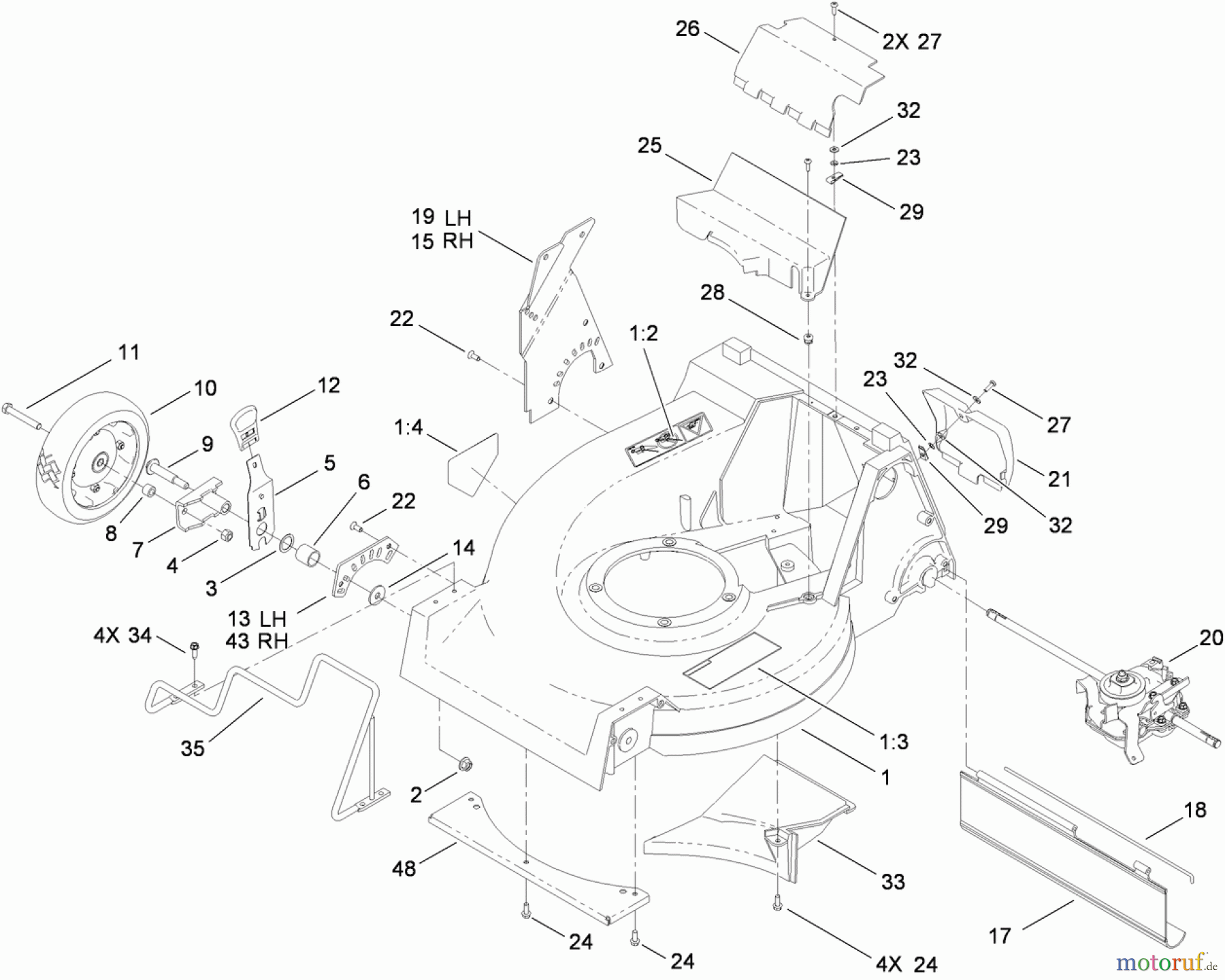  Rasenmäher 22189TE - Toro 53cm Heavy-Duty Rear Bagger Lawn Mower (SN: 312000001 - 312999999) (2012) HOUSING AND FRONT WHEEL ASSEMBLY