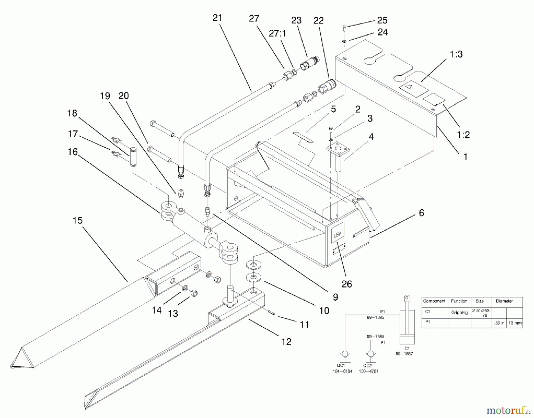  Compact Utility Attachments 22438 - Toro Tree Forks, Dingo Compact Utility Loaders (SN: 220000001 - 220999999) (2002) TREE FORK ASSEMBLY