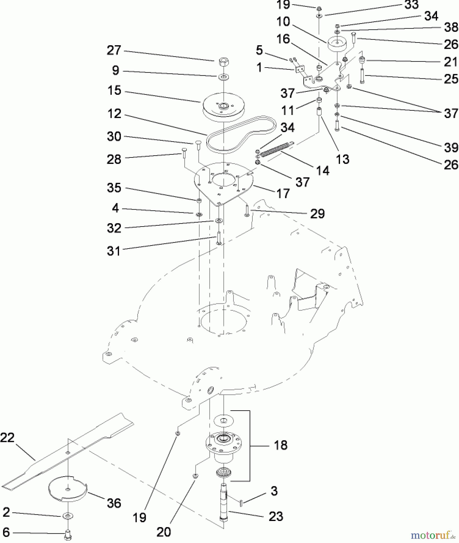  Rasenmäher 22200TE - Toro 66cm Heavy-Duty Rear Bagger Lawn Mower (SN: 280000001 - 280999999) (2008) BLADE DRIVE ASSEMBLY