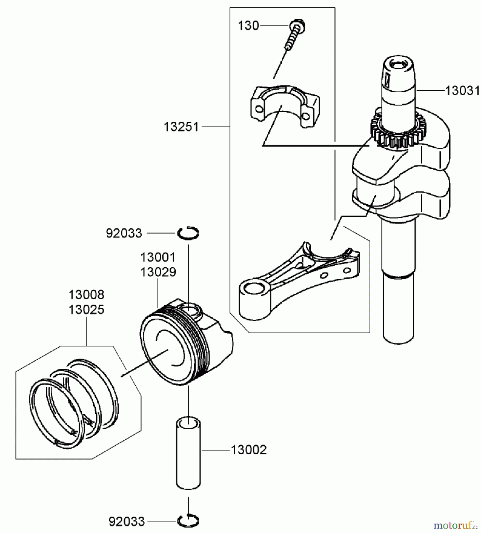  Rasenmäher 22200TE - Toro 66cm Heavy-Duty Rear Bagger Lawn Mower (SN: 310000001 - 310999999) (2010) PISTON AND CRANKSHAFT ASSEMBLY KAWASAKI FJ180V-AS64