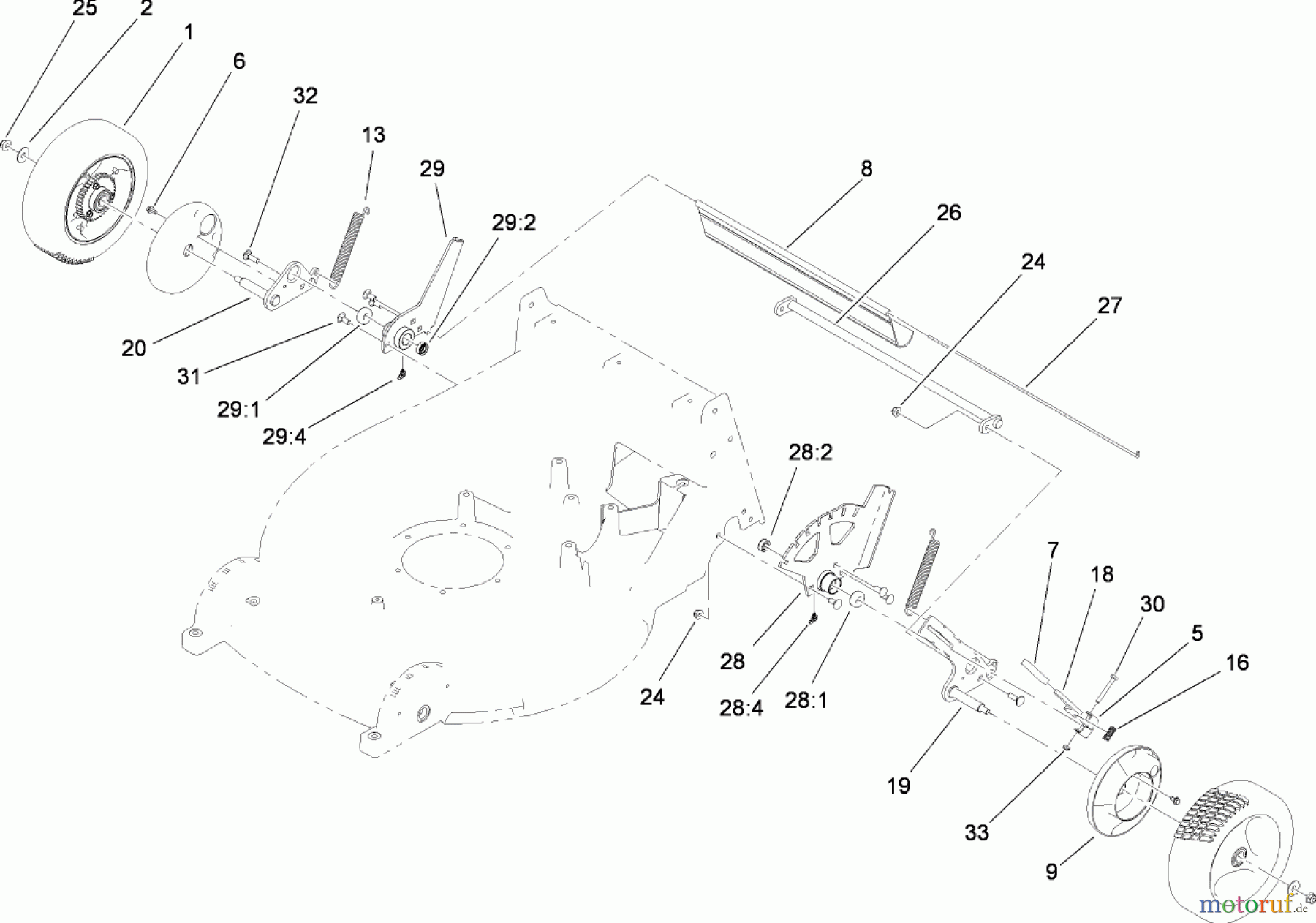  Rasenmäher 22200TE - Toro 66cm Heavy-Duty Rear Bagger Lawn Mower (SN: 310000001 - 310999999) (2010) REAR WHEEL ASSEMBLY