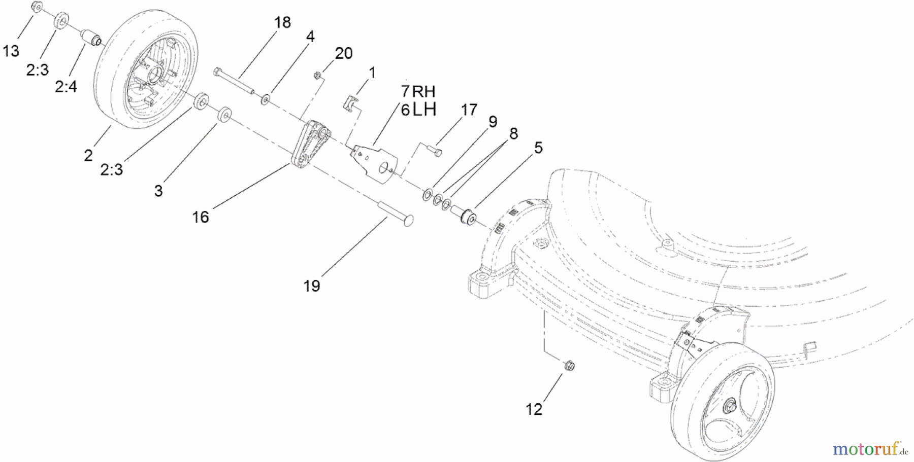  Rasenmäher 22203TE - Toro 66cm Heavy-Duty Rear Bagger Lawn Mower (SN: 313000001 - 313999999) (2013) FRONT WHEEL ASSEMBLY