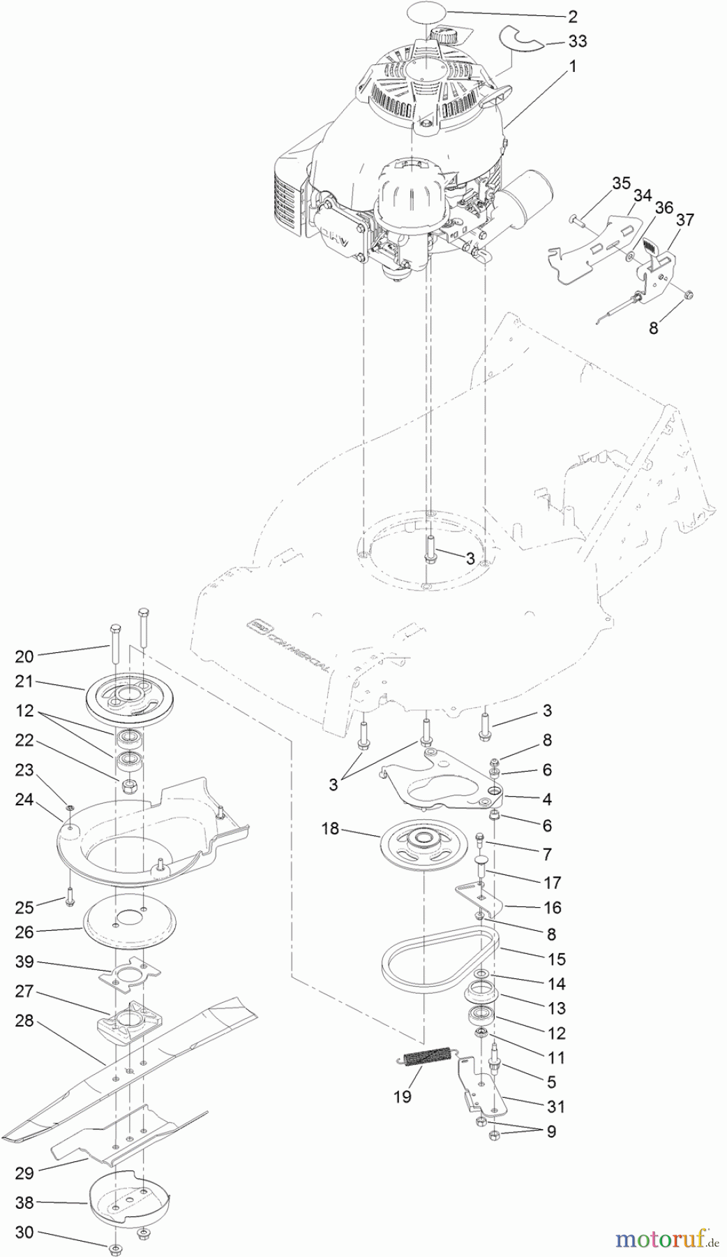  Rasenmäher 22293 - Toro 53cm Heavy-Duty Recycler Walk-Behind Mower (SN: 314000001 - 314999999) (2014) ENGINE ASSEMBLY