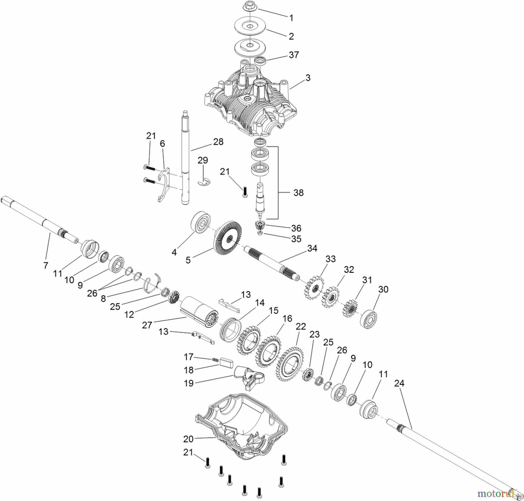  Rasenmäher 22293 - Toro 53cm Heavy-Duty Recycler Walk-Behind Mower (SN: 314000001 - 314999999) (2014) TRANSMISSION ASSEMBLY NO. 125-1090