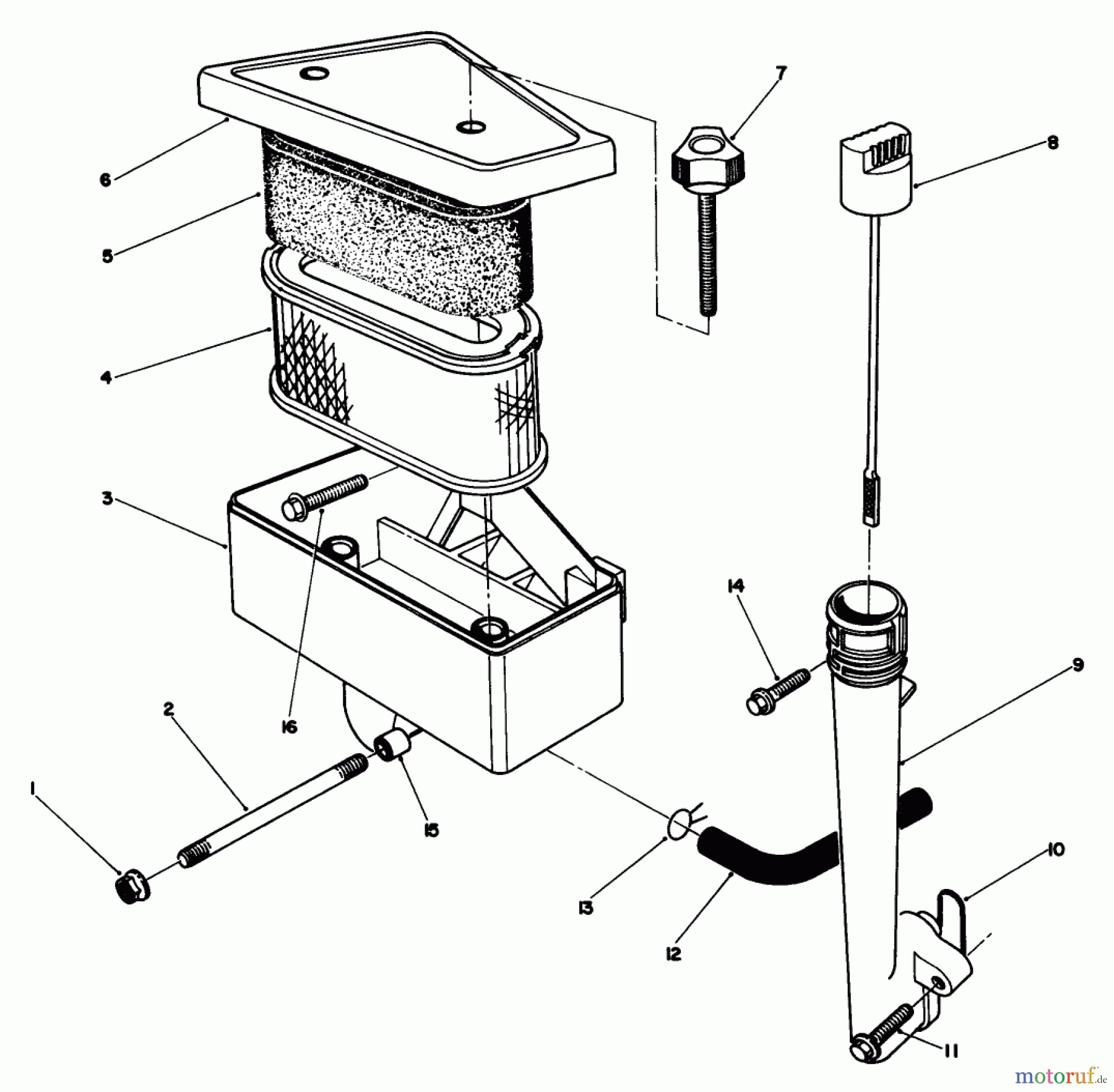  Rasenmäher 22510 - Toro Walk-Behind Mower (SN: 7000001 - 7999999) (1987) AIR CLEANER & OIL FILL TUBE ASSEMBLY