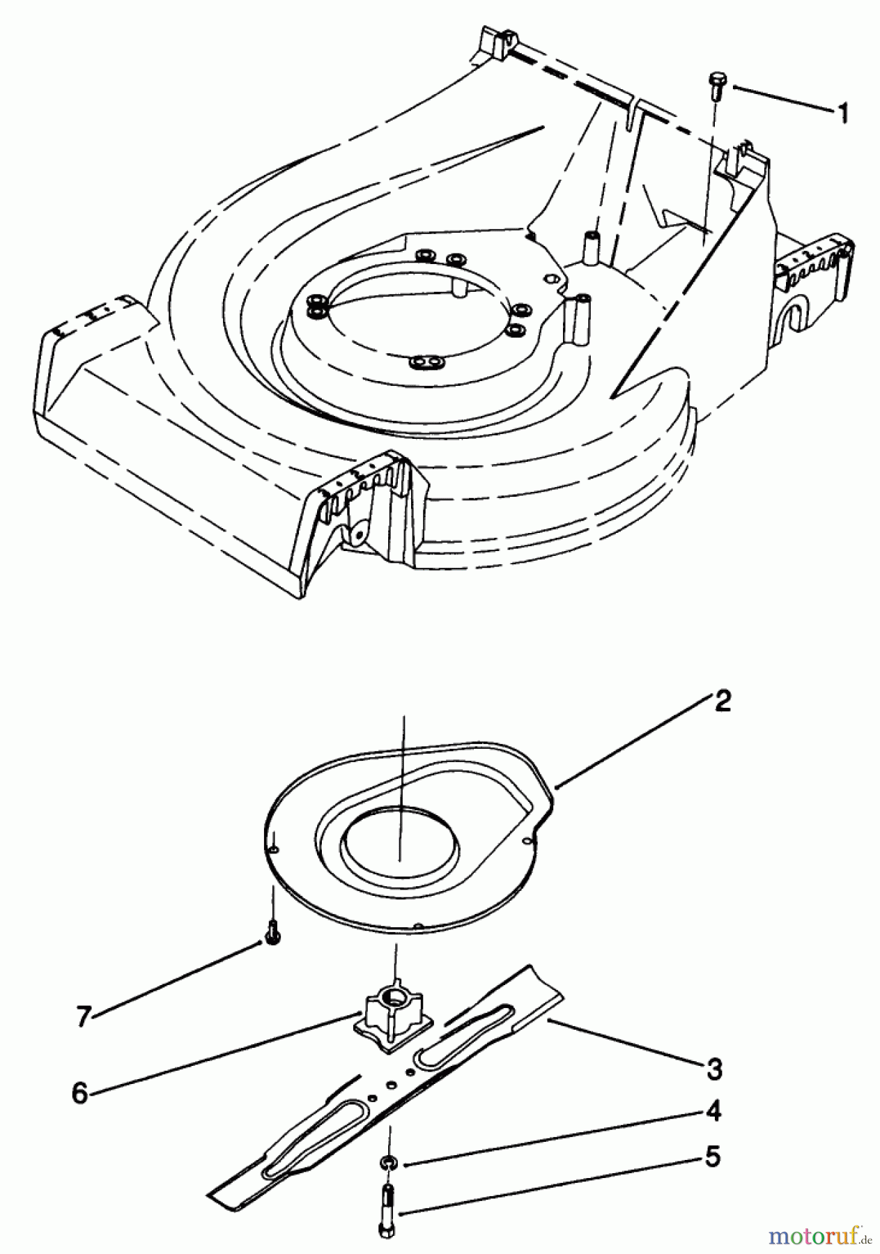  Rasenmäher 22581 - Toro Walk-Behind Mower (SN: 1000001 - 1999999) (1991) BLADE & SHIELD ASSEMBLY