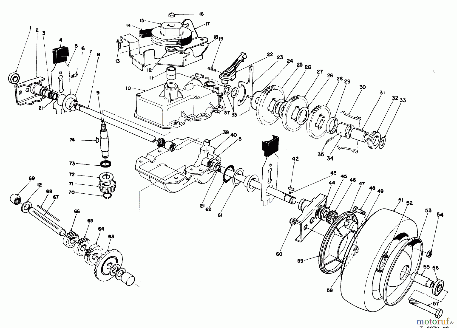  Rasenmäher 22621 - Toro Walk-Behind Mower (SN: 0000001 - 0999999) (1990) GEAR CASE ASSEMBLY