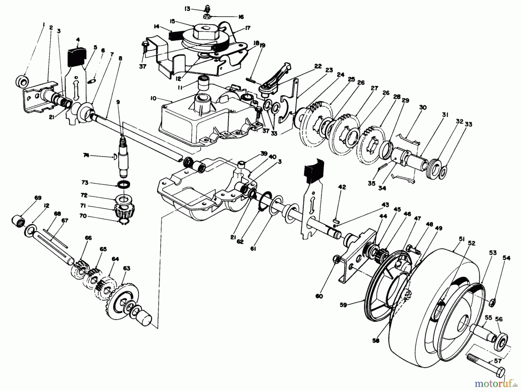  Rasenmäher 22621 - Toro Walk-Behind Mower (SN: 1000001 - 1999999) (1991) GEAR CASE ASSEMBLY