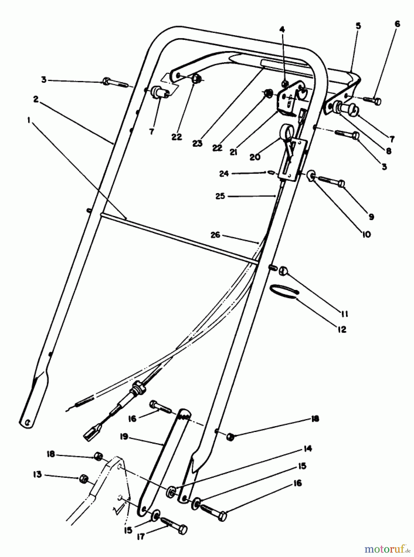  Rasenmäher 22621 - Toro Walk-Behind Mower (SN: 1000001 - 1999999) (1991) HANDLE ASSEMBLY