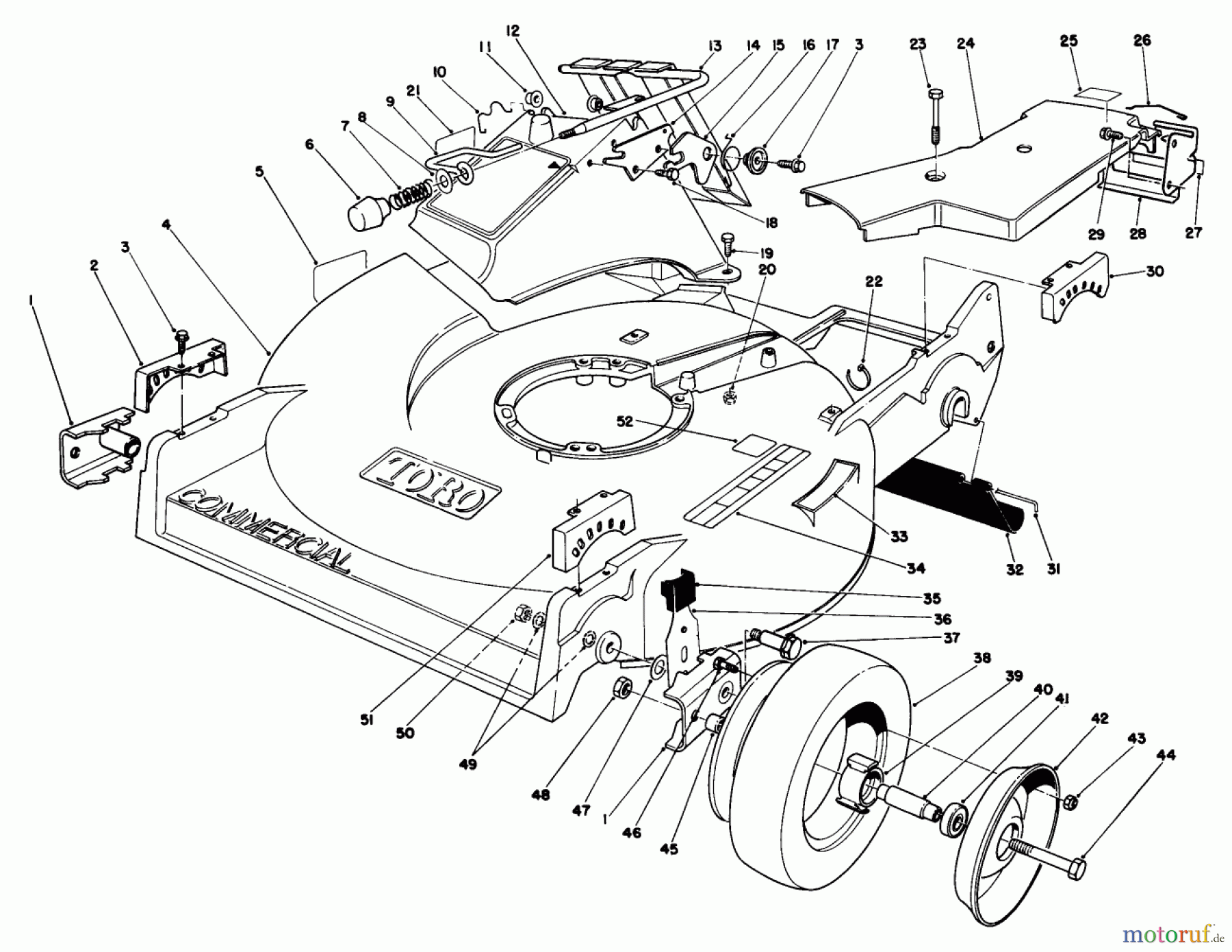  Rasenmäher 22621 - Toro Walk-Behind Mower (SN: 1000001 - 1999999) (1991) HOUSING ASSEMBLY (MODEL 22622)